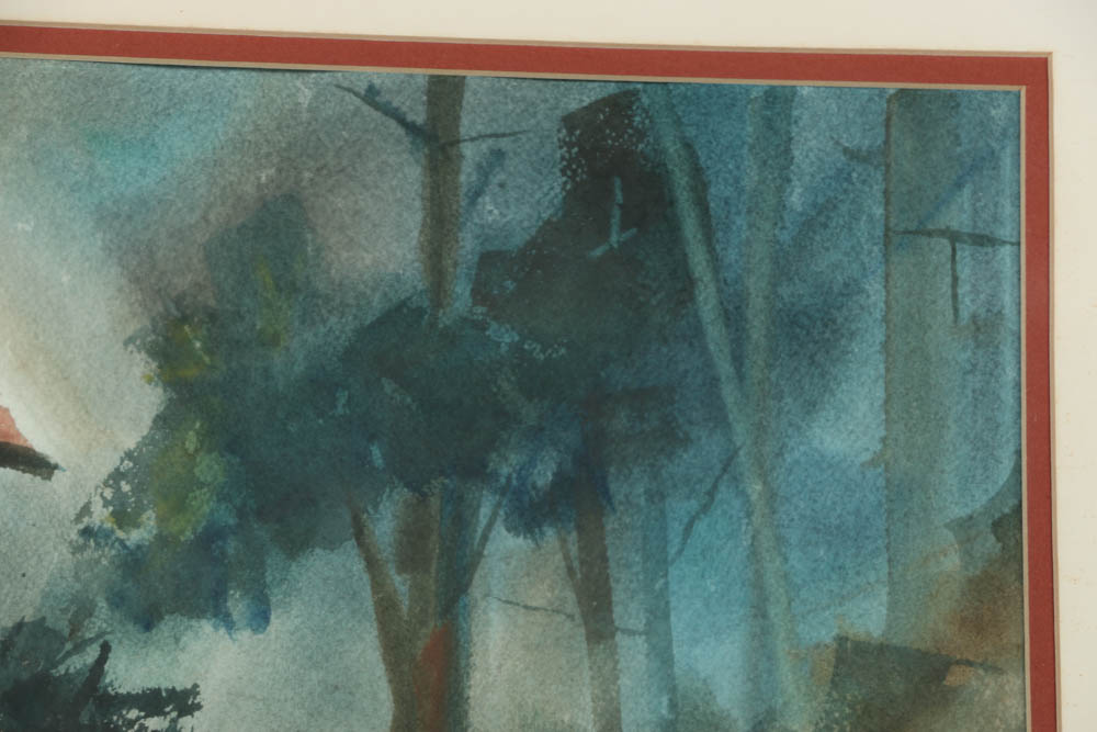 Phyllis Rutigliano Watercolor on Paper of a White House