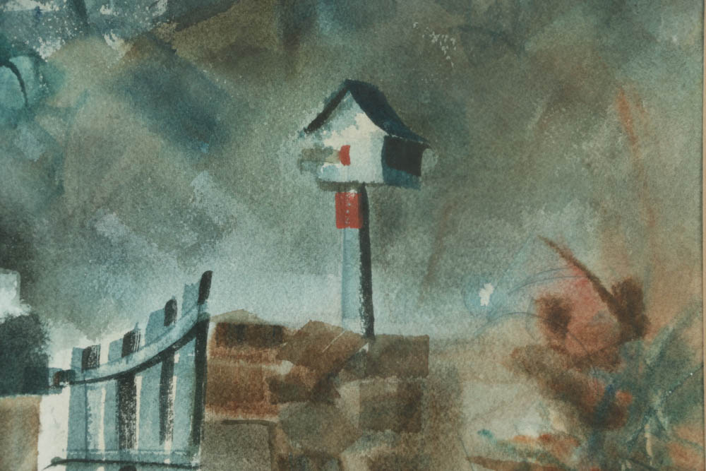 Phyllis Rutigliano Watercolor on Paper of a White House