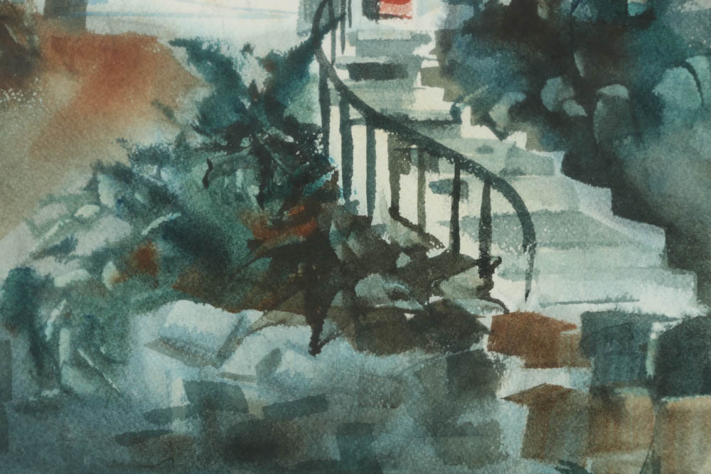 Phyllis Rutigliano Watercolor on Paper of a White House