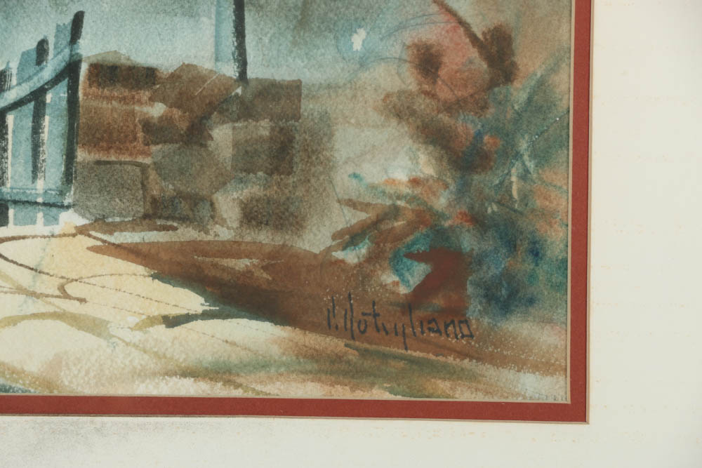 Phyllis Rutigliano Watercolor on Paper of a White House