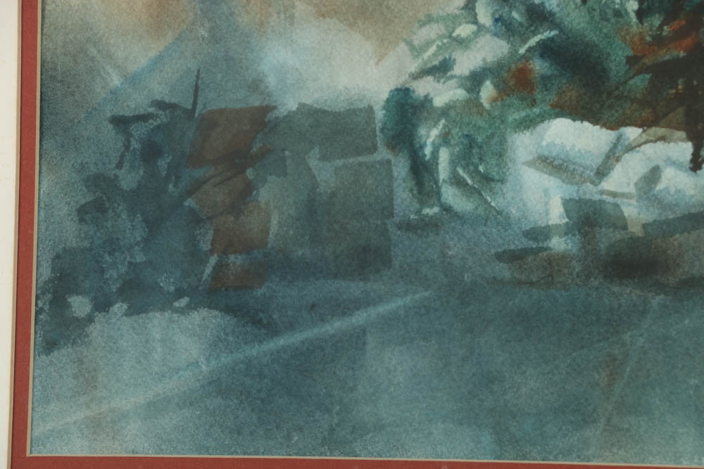 Phyllis Rutigliano Watercolor on Paper of a White House