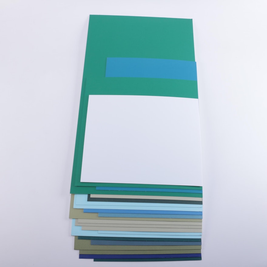 Assortment of Twenty-Two Blue and Green Toned Mat-Boards