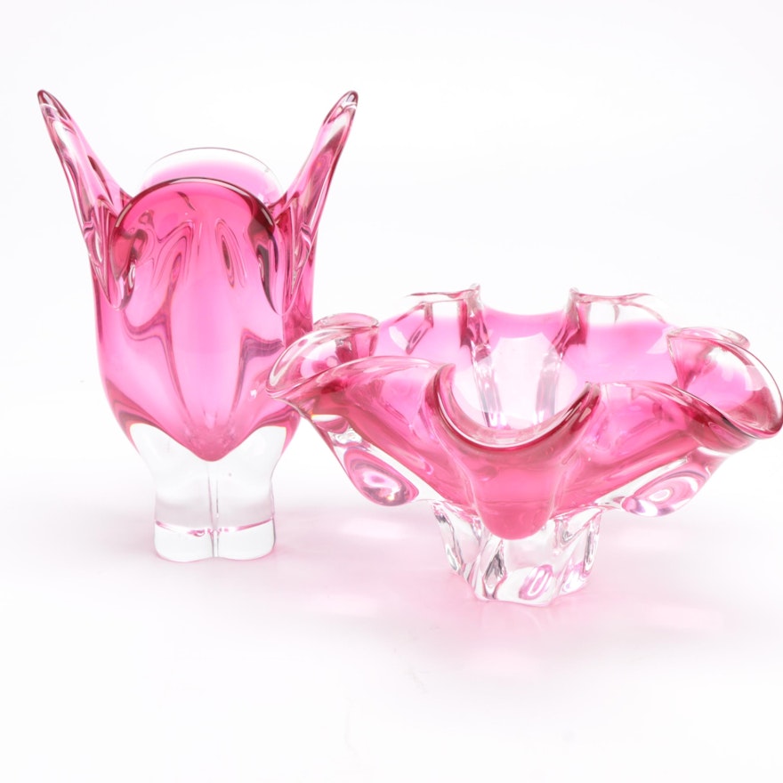 Decorative Cranberry Flash Glass Vases