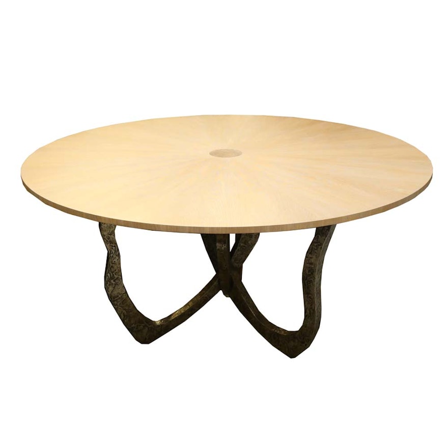 "Bangle" Oak and Zinc Dining Table by Century Furniture