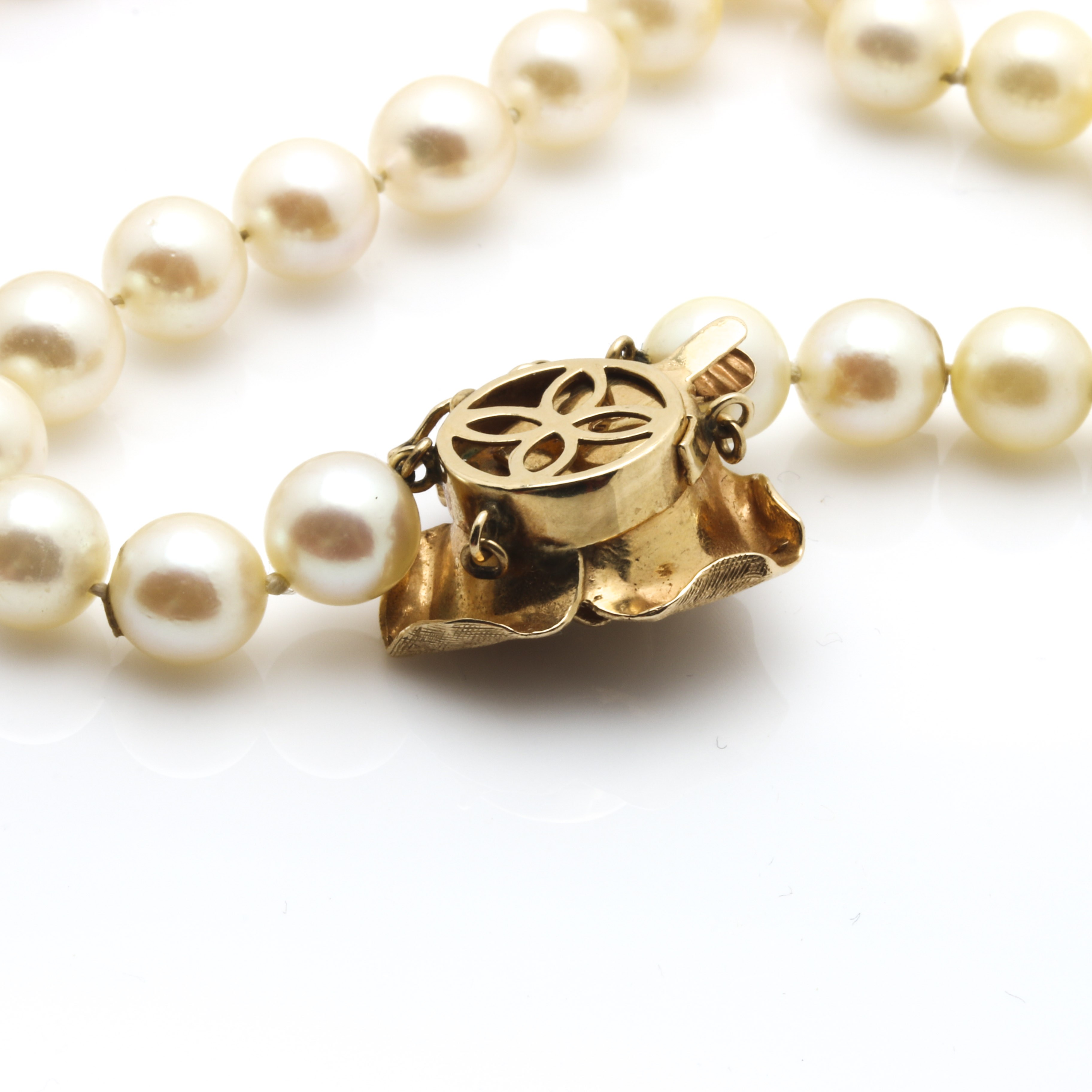 14K Yellow Gold Diamond and Cultured Pearl Necklace