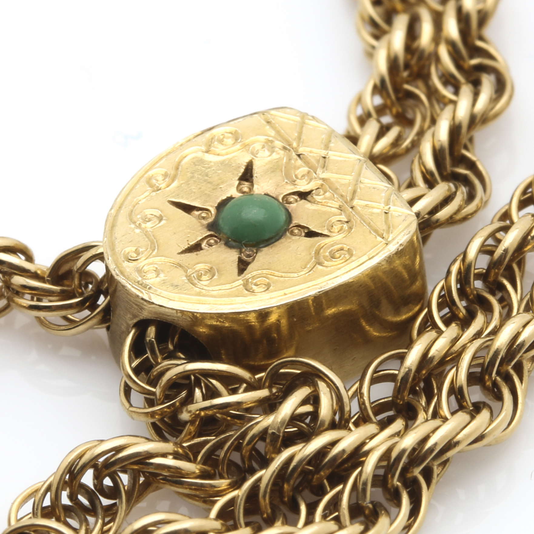 14K Yellow Gold Green Turquoise Watch Fob