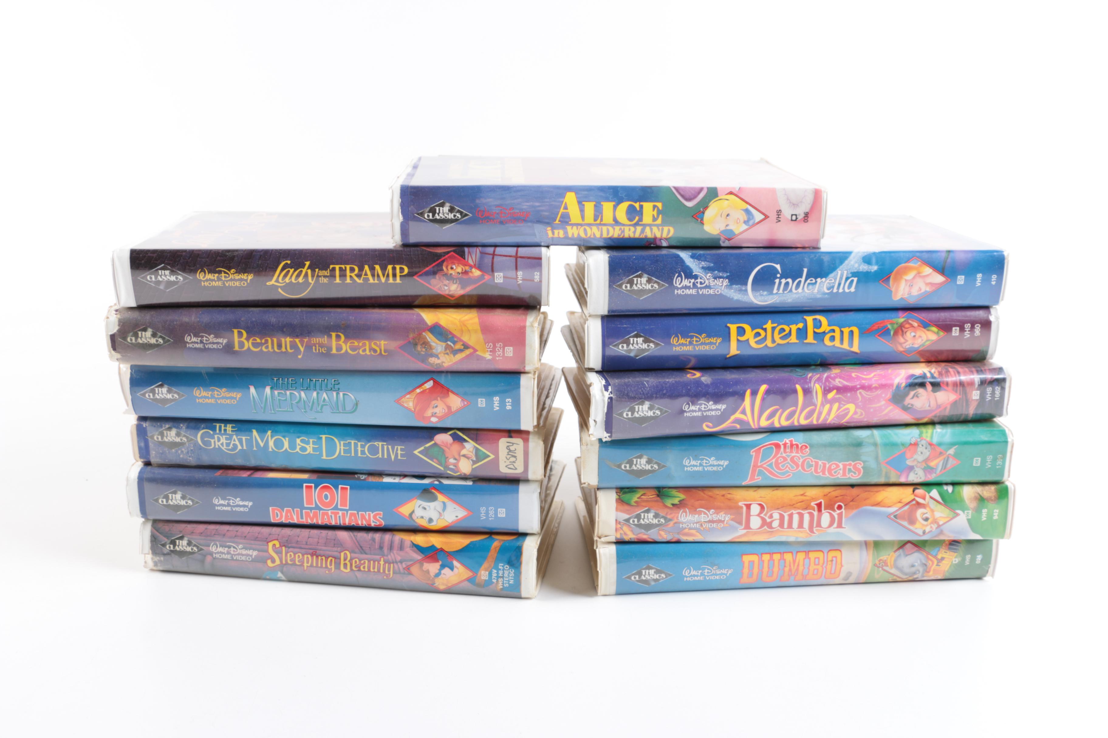 Disney VHS Tapes and "Sleeping Beauty" Lithograph