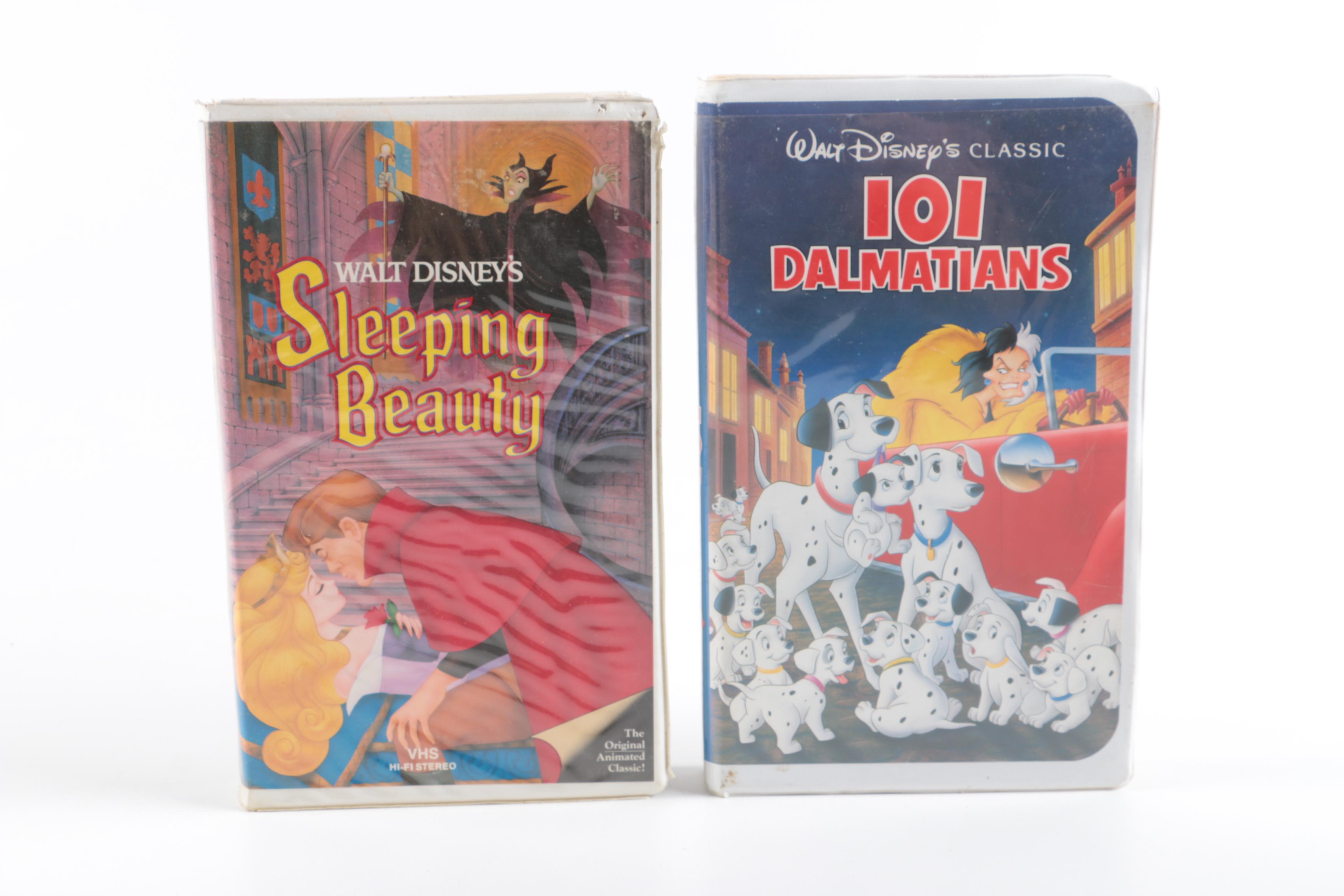 Disney VHS Tapes and "Sleeping Beauty" Lithograph