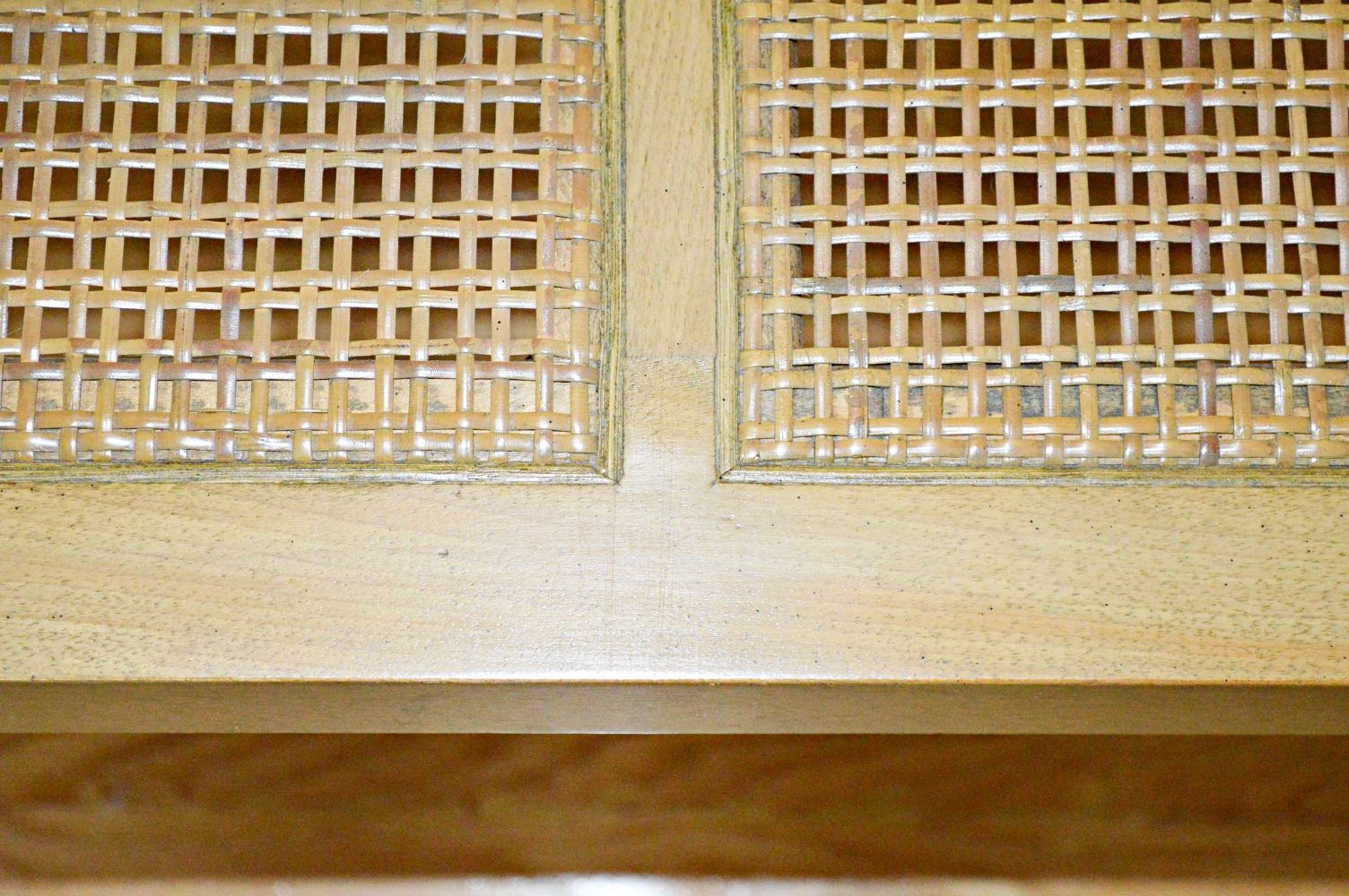 Mid Century Modern Cane Settee, in the Style of Edward Wormley