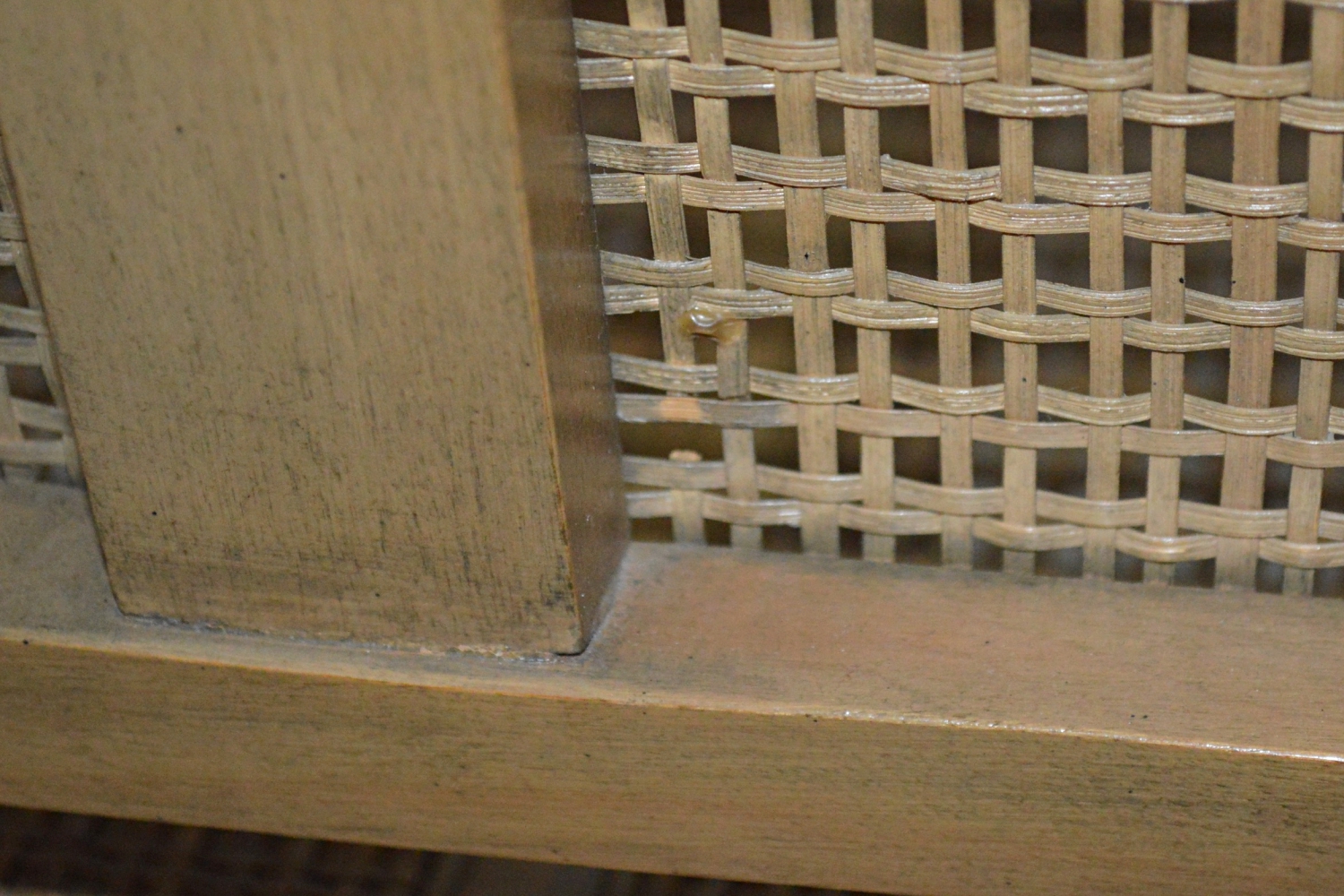 Mid Century Modern Cane Settee, in the Style of Edward Wormley