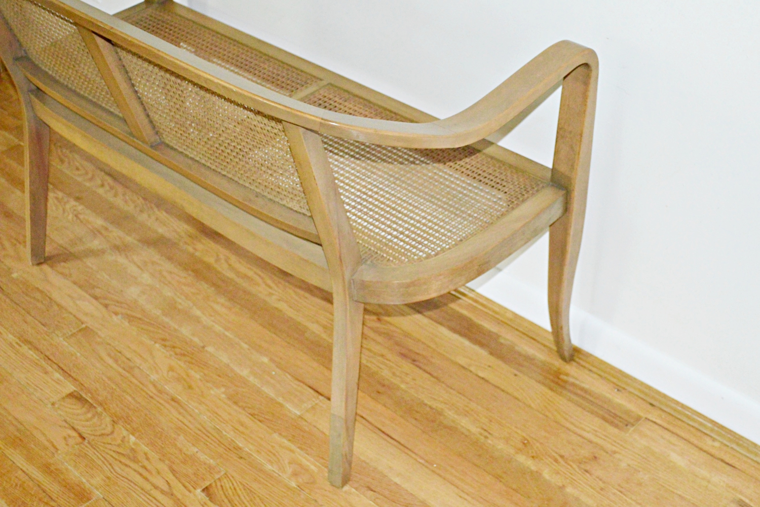 Mid Century Modern Cane Settee, in the Style of Edward Wormley