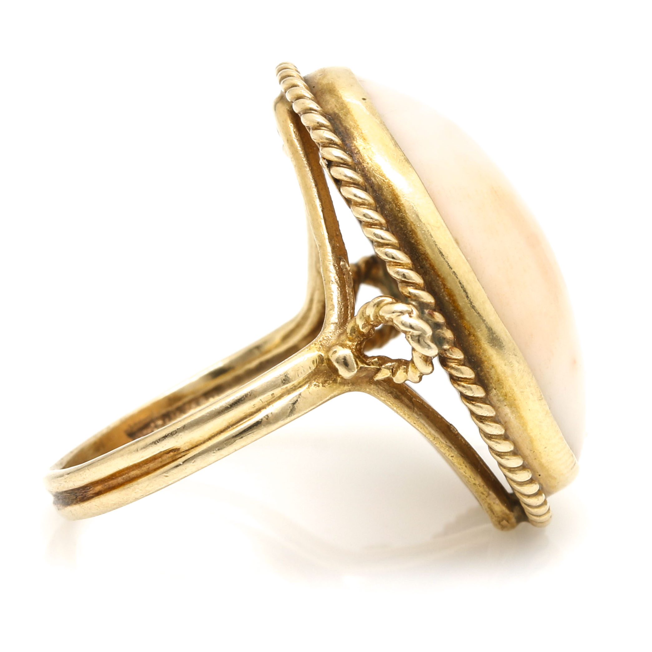 14K Yellow Gold Coral Ring