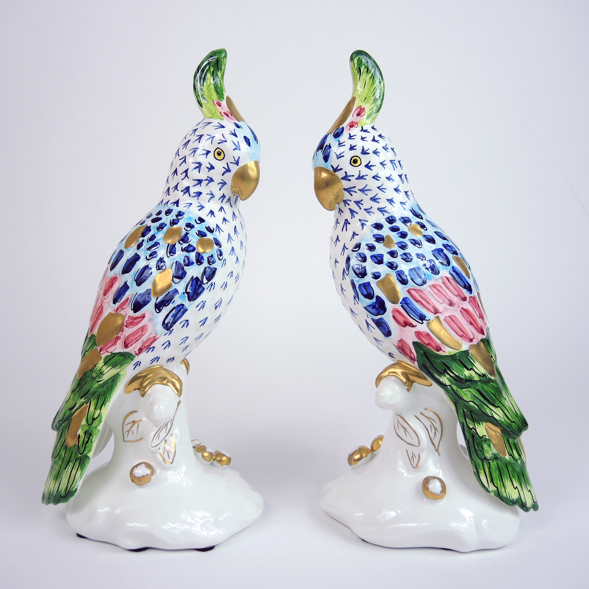 Italian Porcelain Cockatoo Figurines by Chelsea House