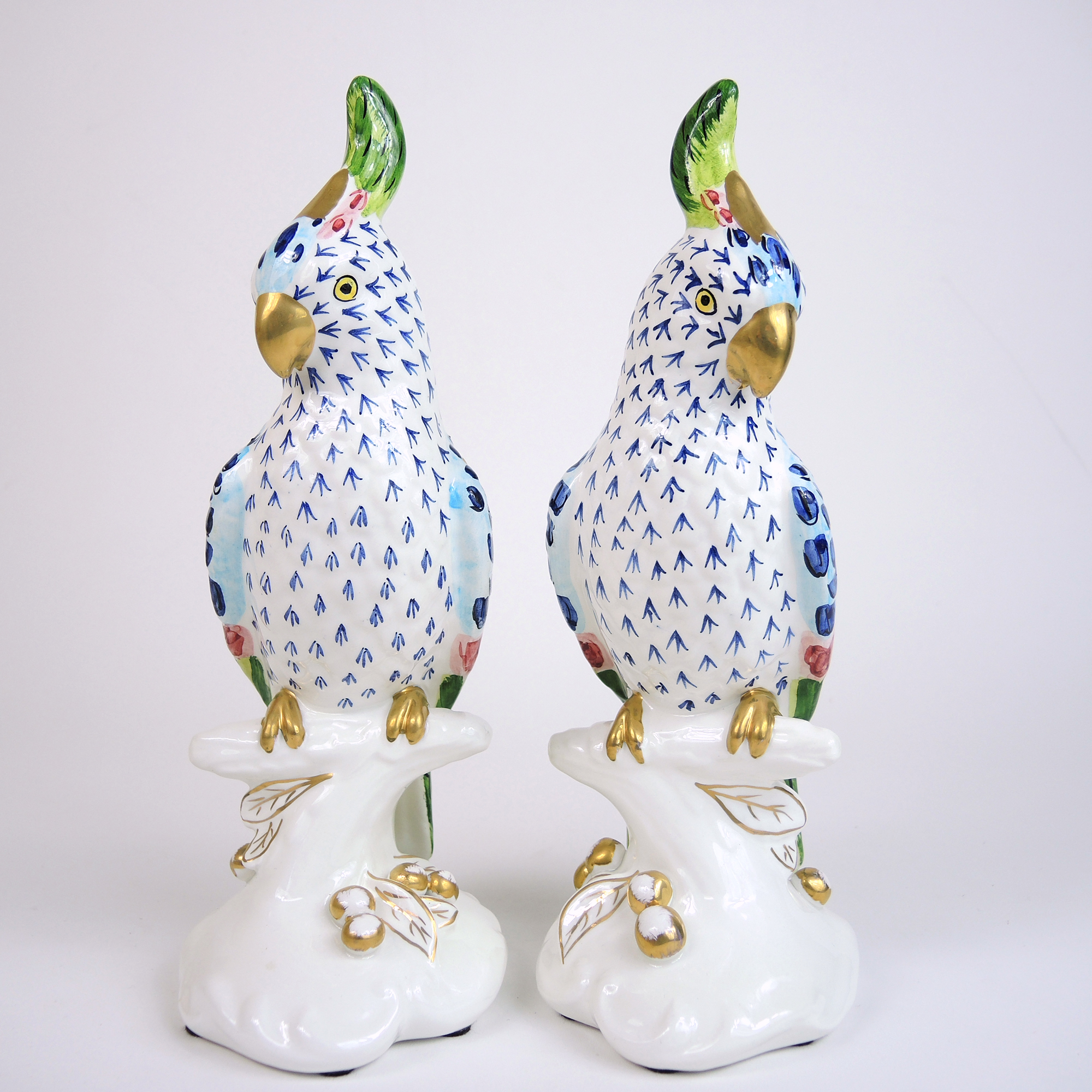Italian Porcelain Cockatoo Figurines by Chelsea House