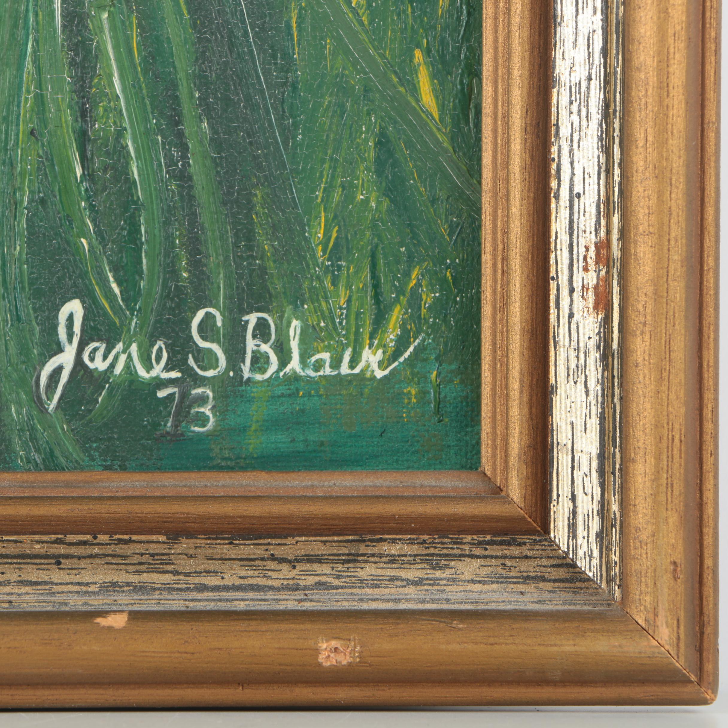 Jane S. Blair Oil Painting on Board of a Tropical Landscape