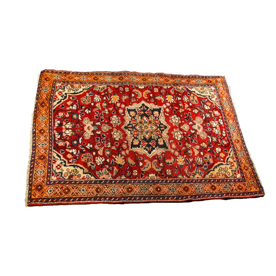Vintage Hand-Knotted Persian Tabriz Area Rug