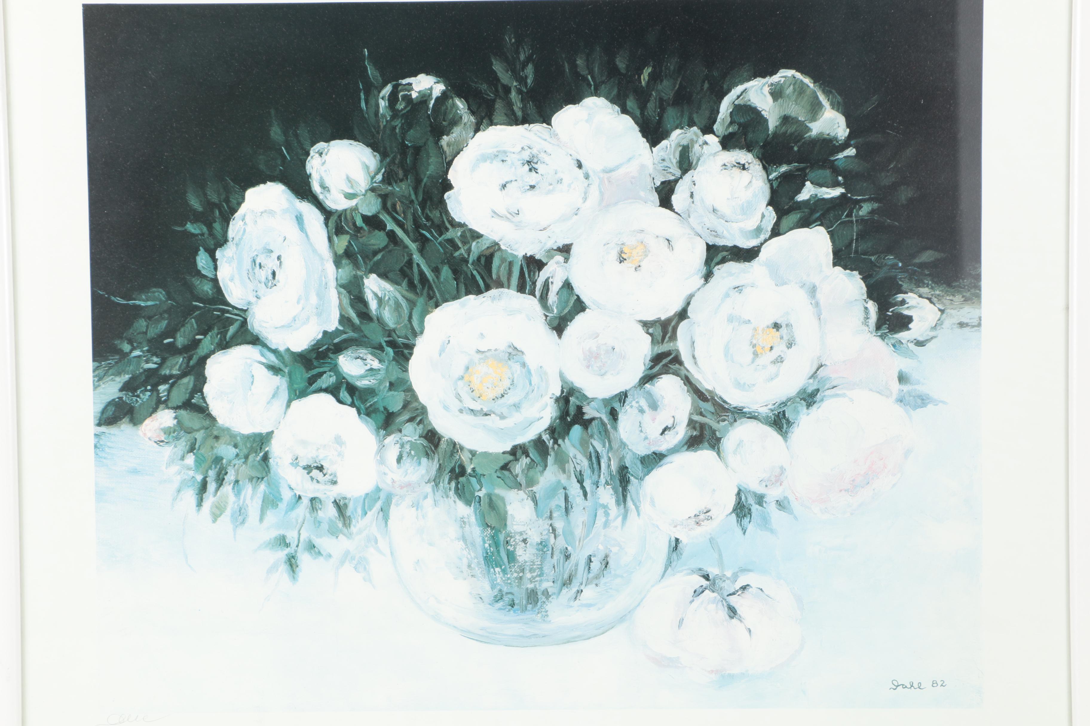 Offset Lithographs After Heide Dahl Paintings of Flowers