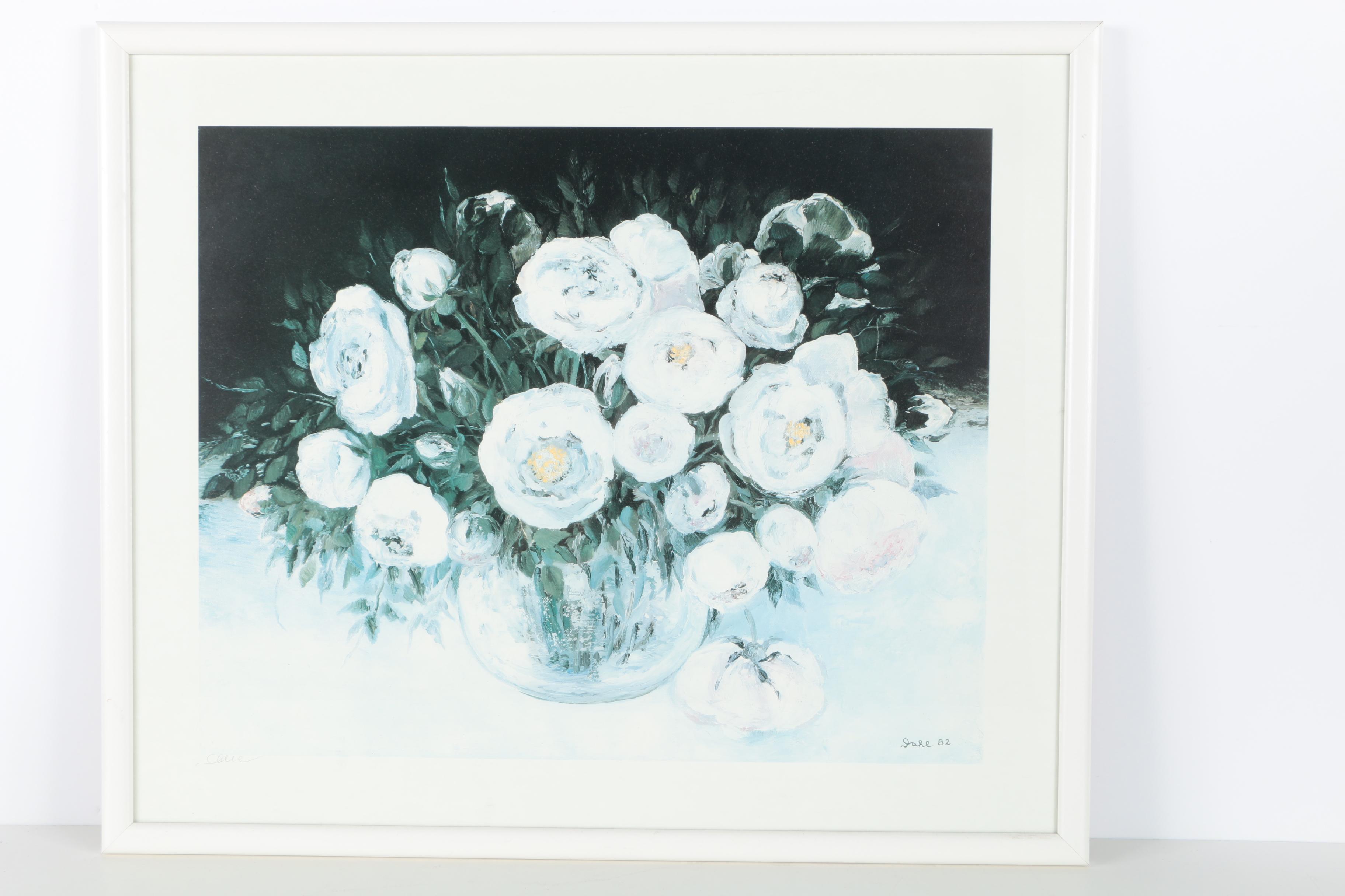 Offset Lithographs After Heide Dahl Paintings of Flowers