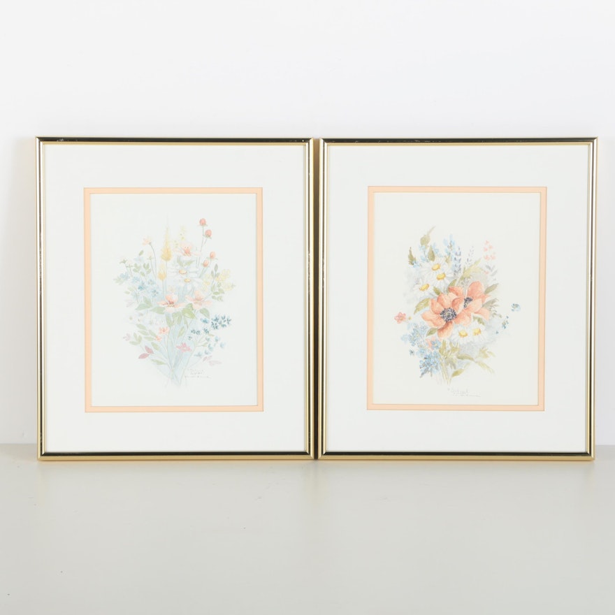 Mary Vincent Bertrand Limited Edition Offset Lithograph Floral Prints