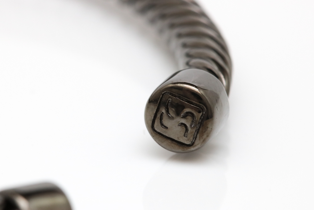 Sterling Silver Rhodium Plated and Black Crystal Bangle Bracelet