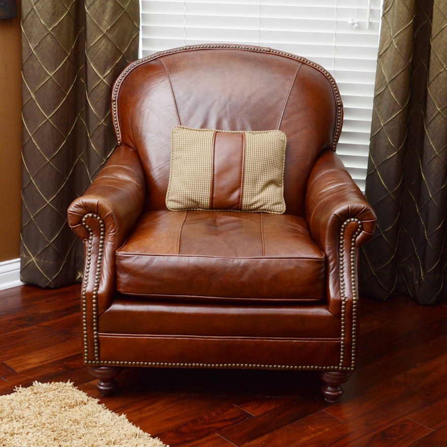 Brancroft & Bliss Leather Occasional Chair with Nailhead Accents