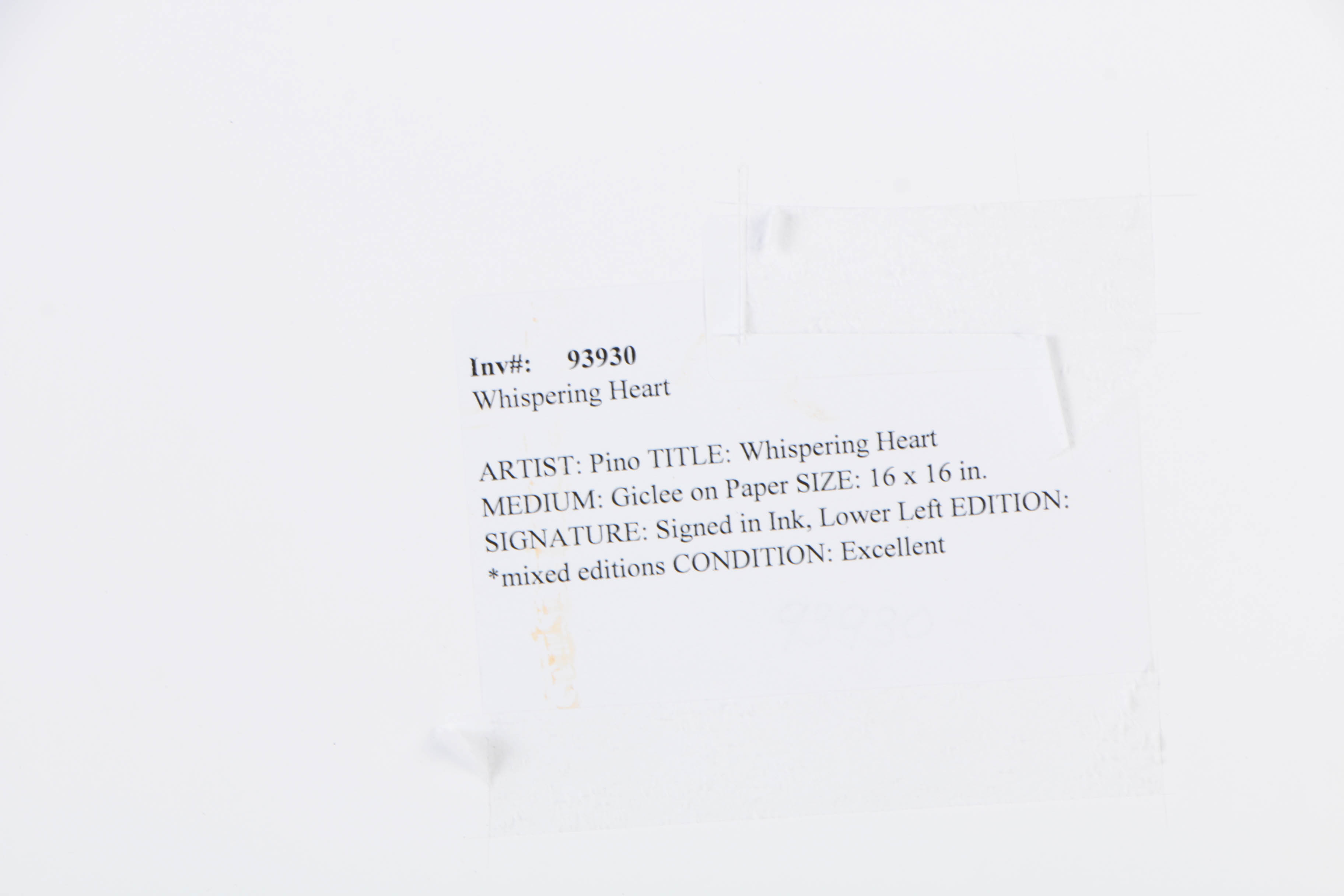 Giuseppe Pino Limited Edition Giclee on Paper "Whispering Heart"