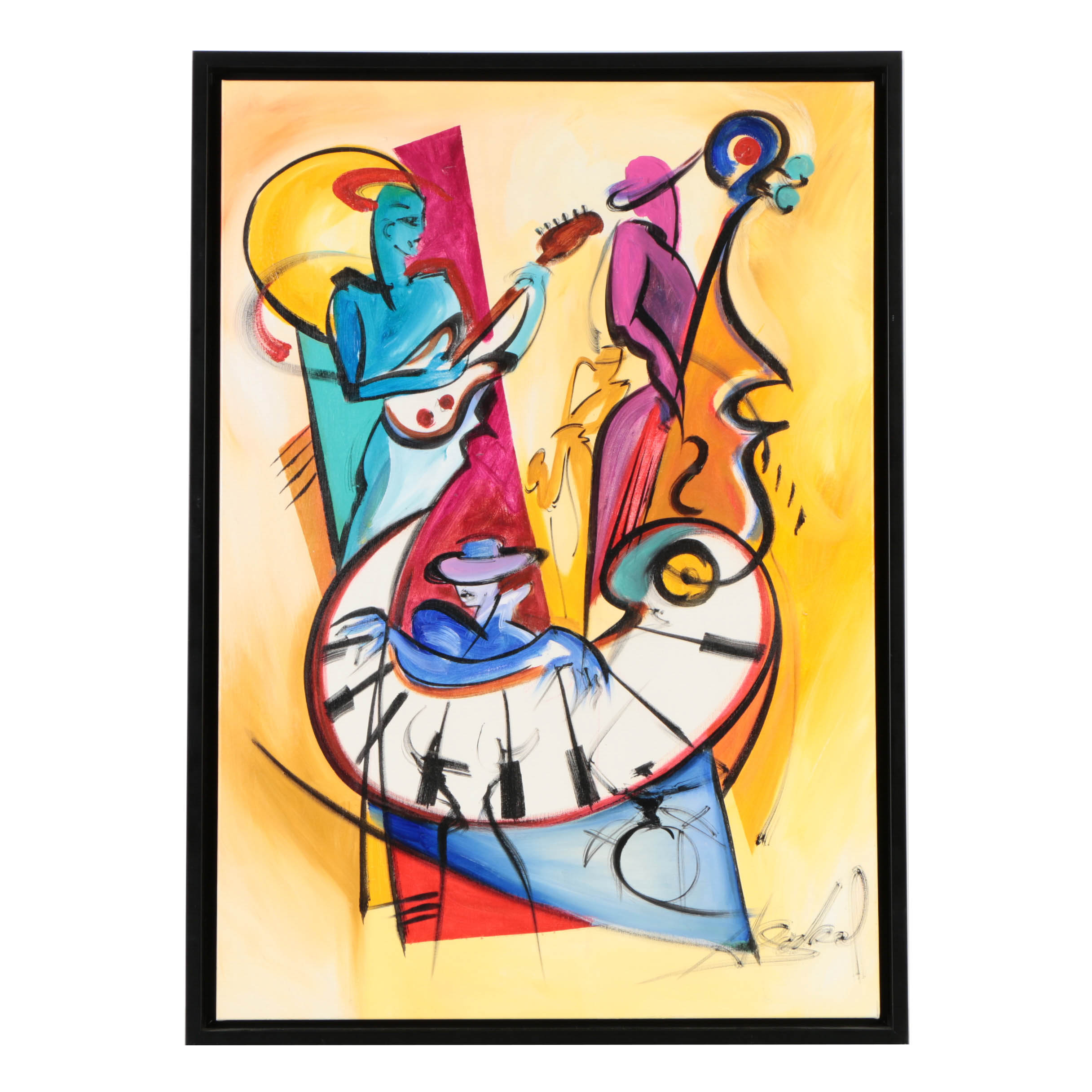 Alfred Gockel Acrylic Painting on Canvas "Midnight Jazz"