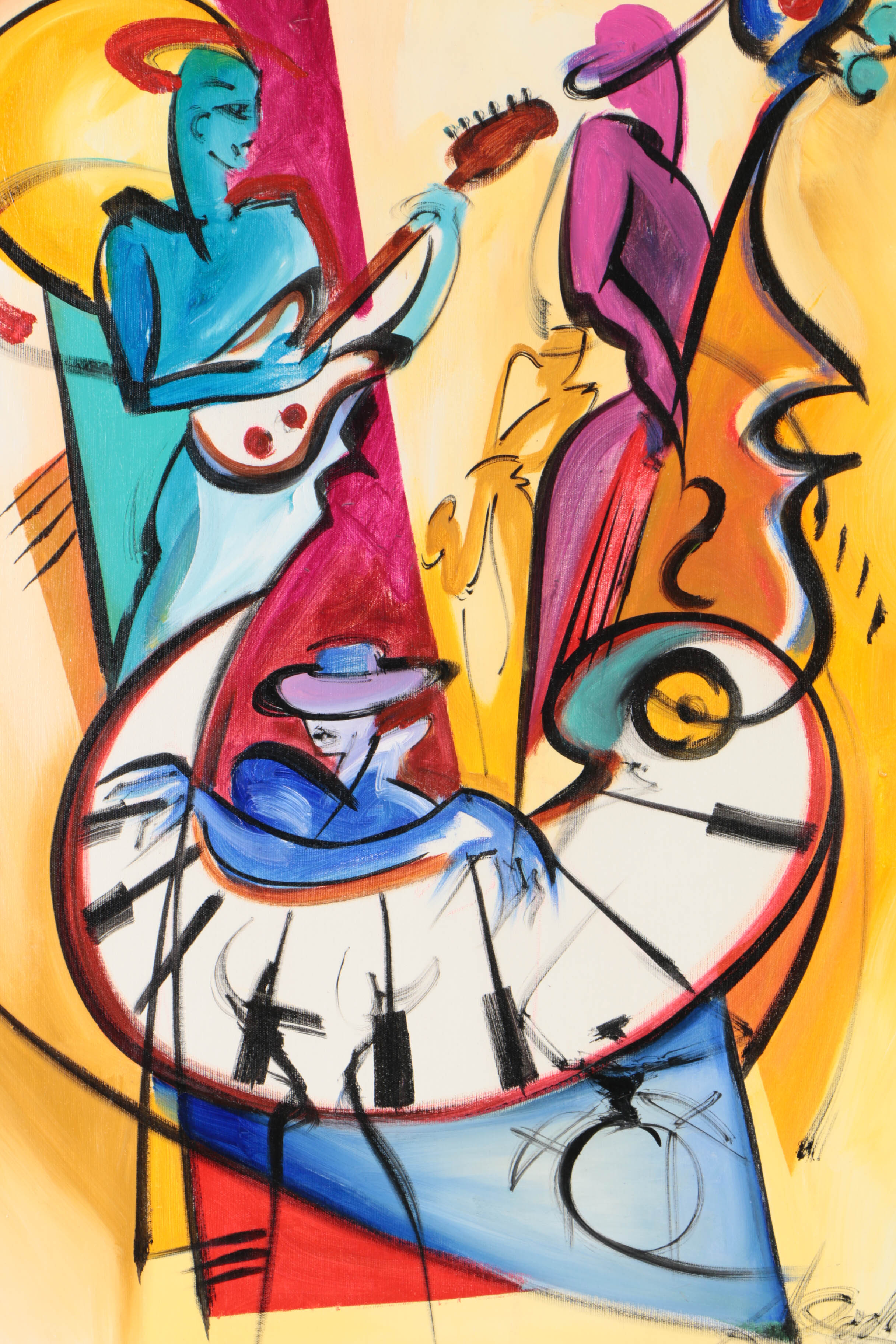 Alfred Gockel Acrylic Painting on Canvas "Midnight Jazz"