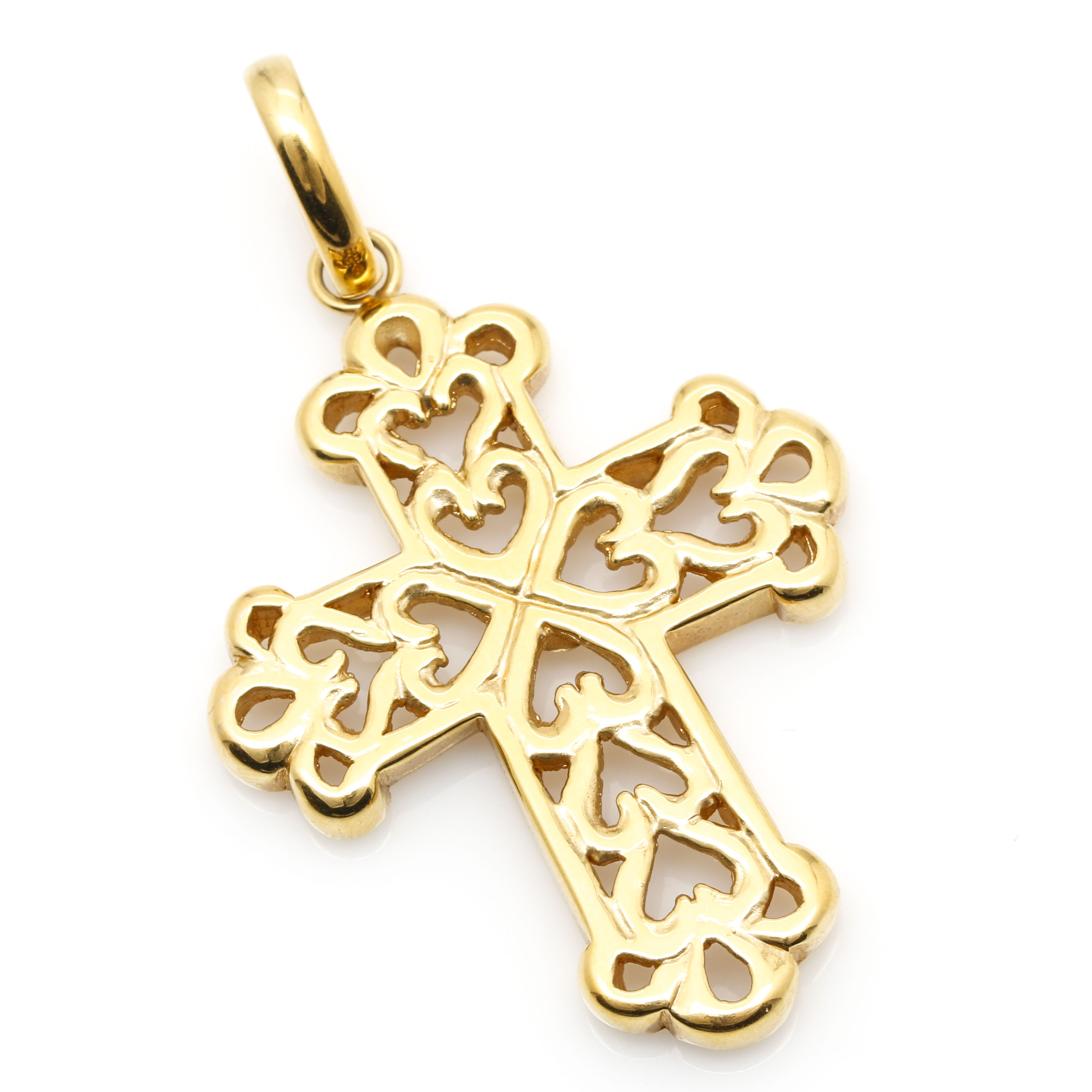 14K Yellow Gold Openwork Cross Pendant