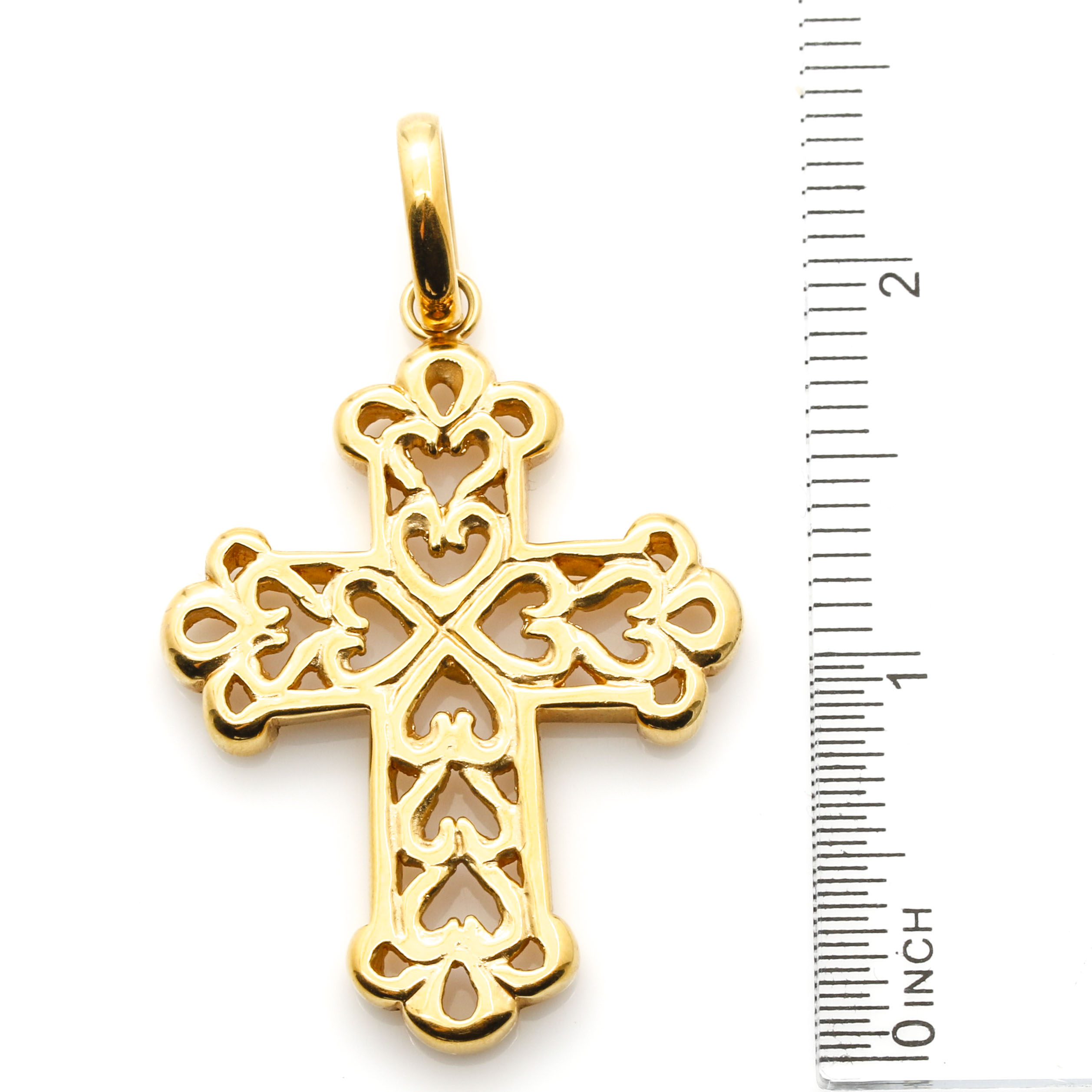 14K Yellow Gold Openwork Cross Pendant