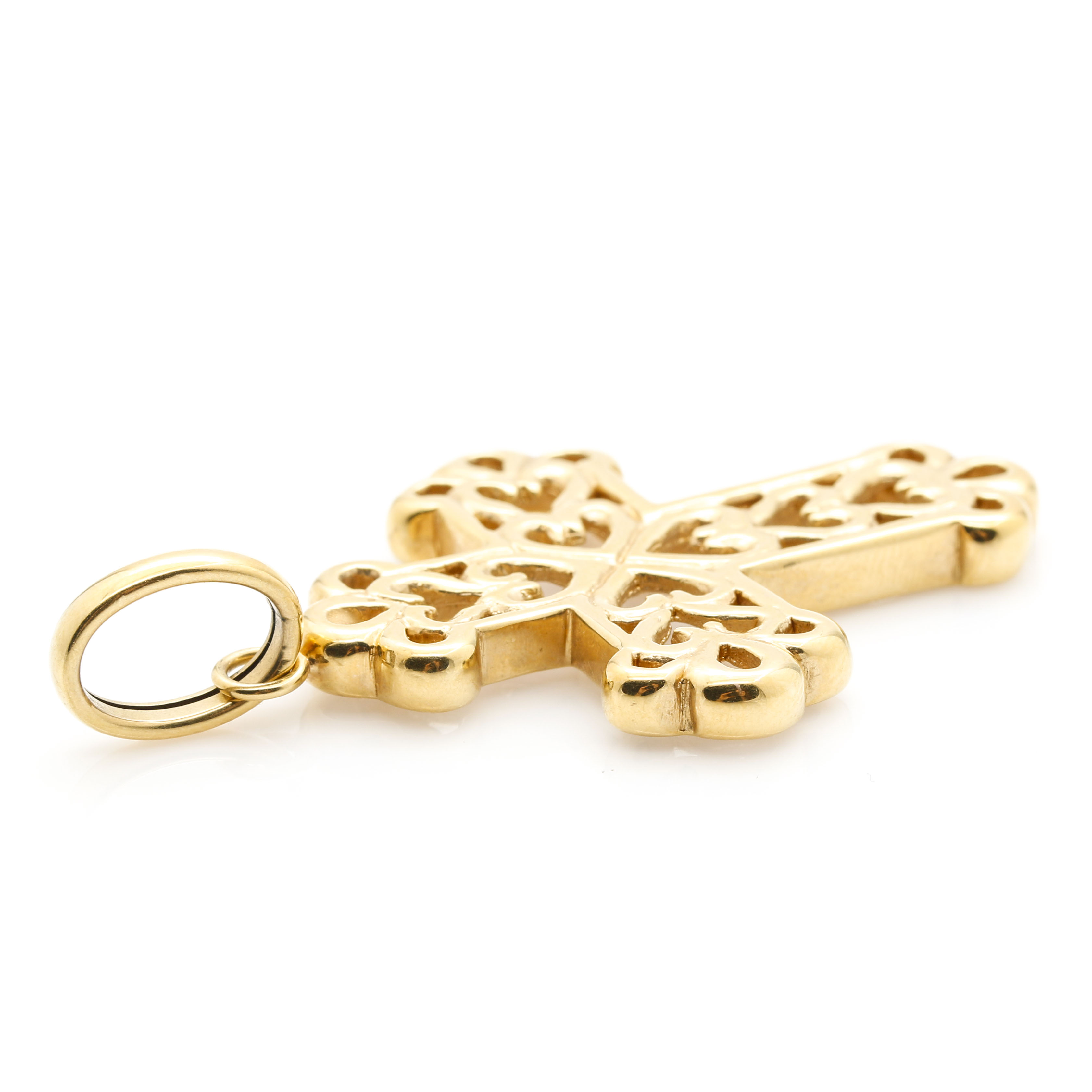 14K Yellow Gold Openwork Cross Pendant