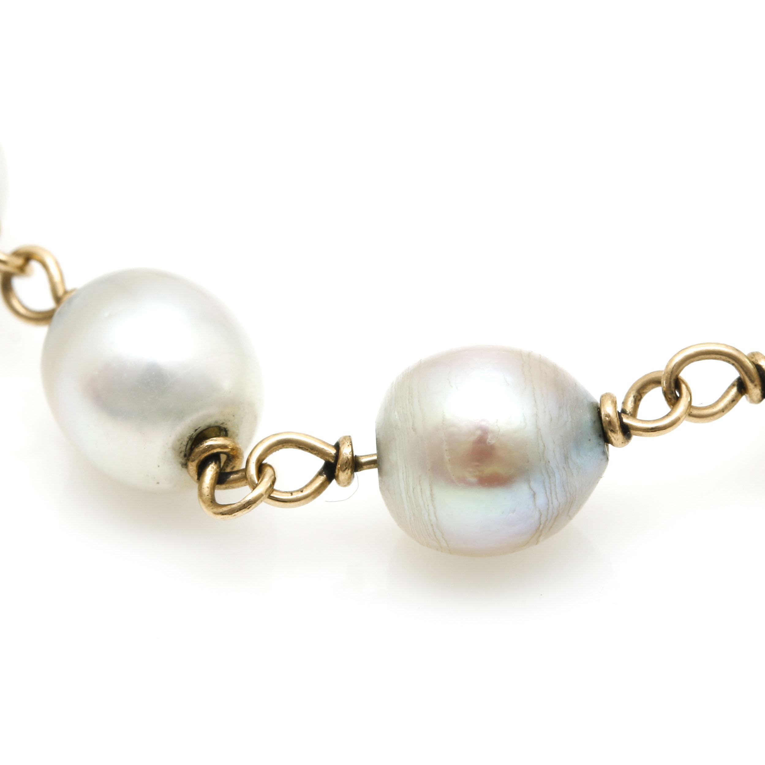 14K Yellow Gold Amethyst and Pearl Bracelet