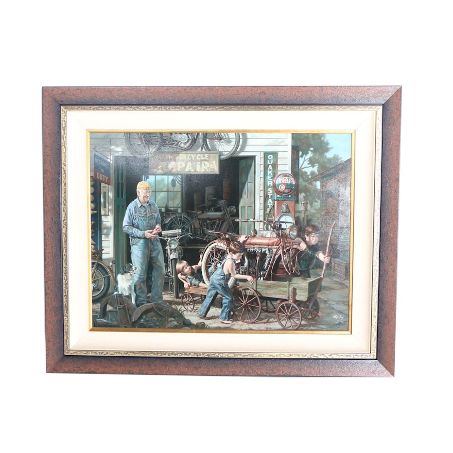 Enhanced Offset Lithograph on Canvas After Bob Byerley "The Gift"