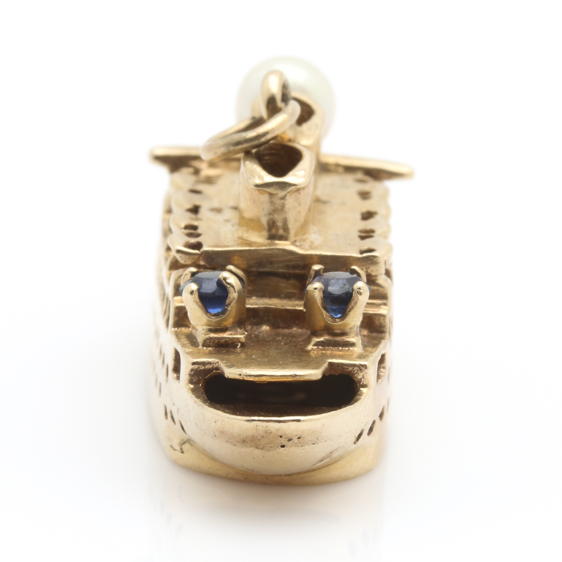 14K Yellow Gold Gemstone Cruise Liner Pendant