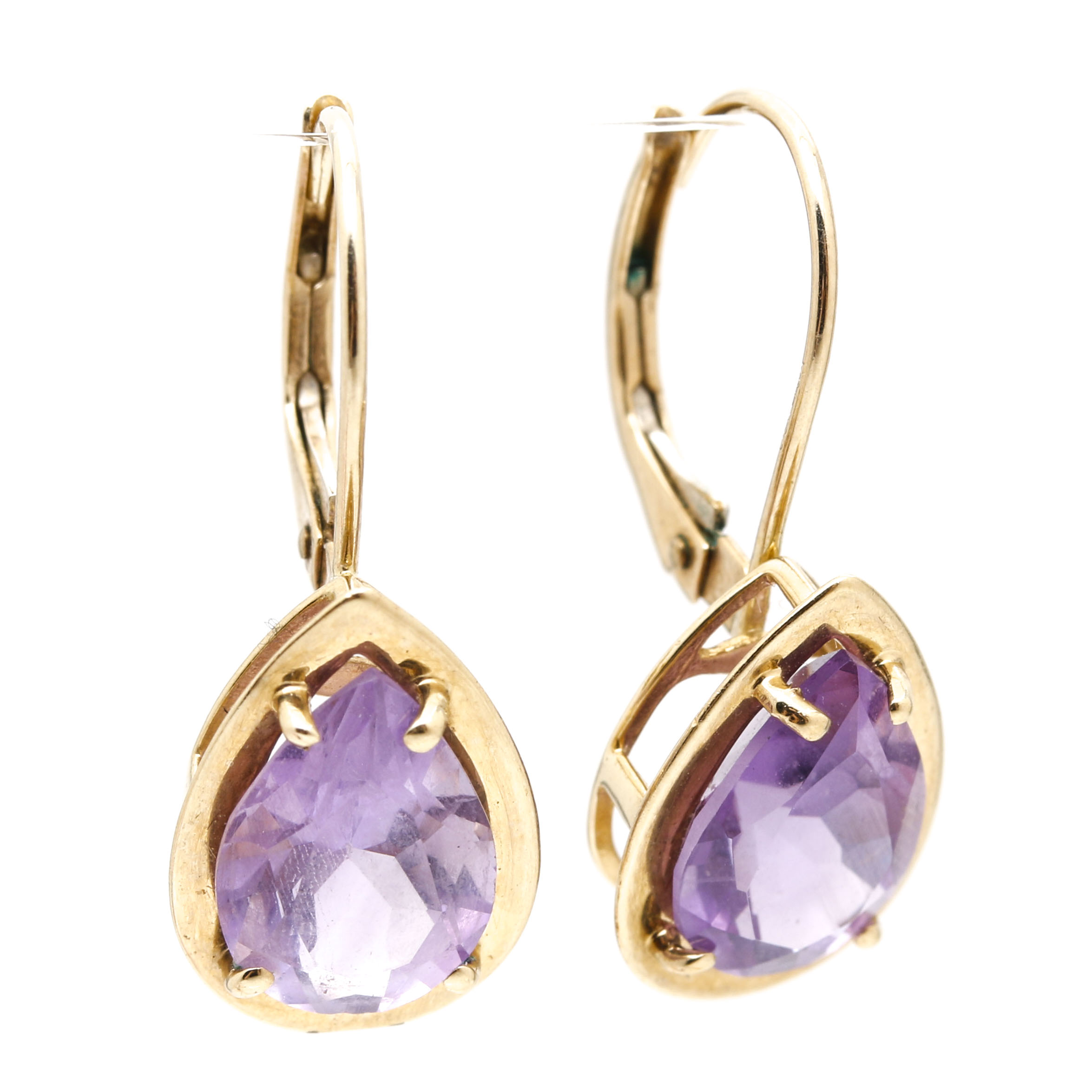 10K Yellow Gold Amethyst Earrings