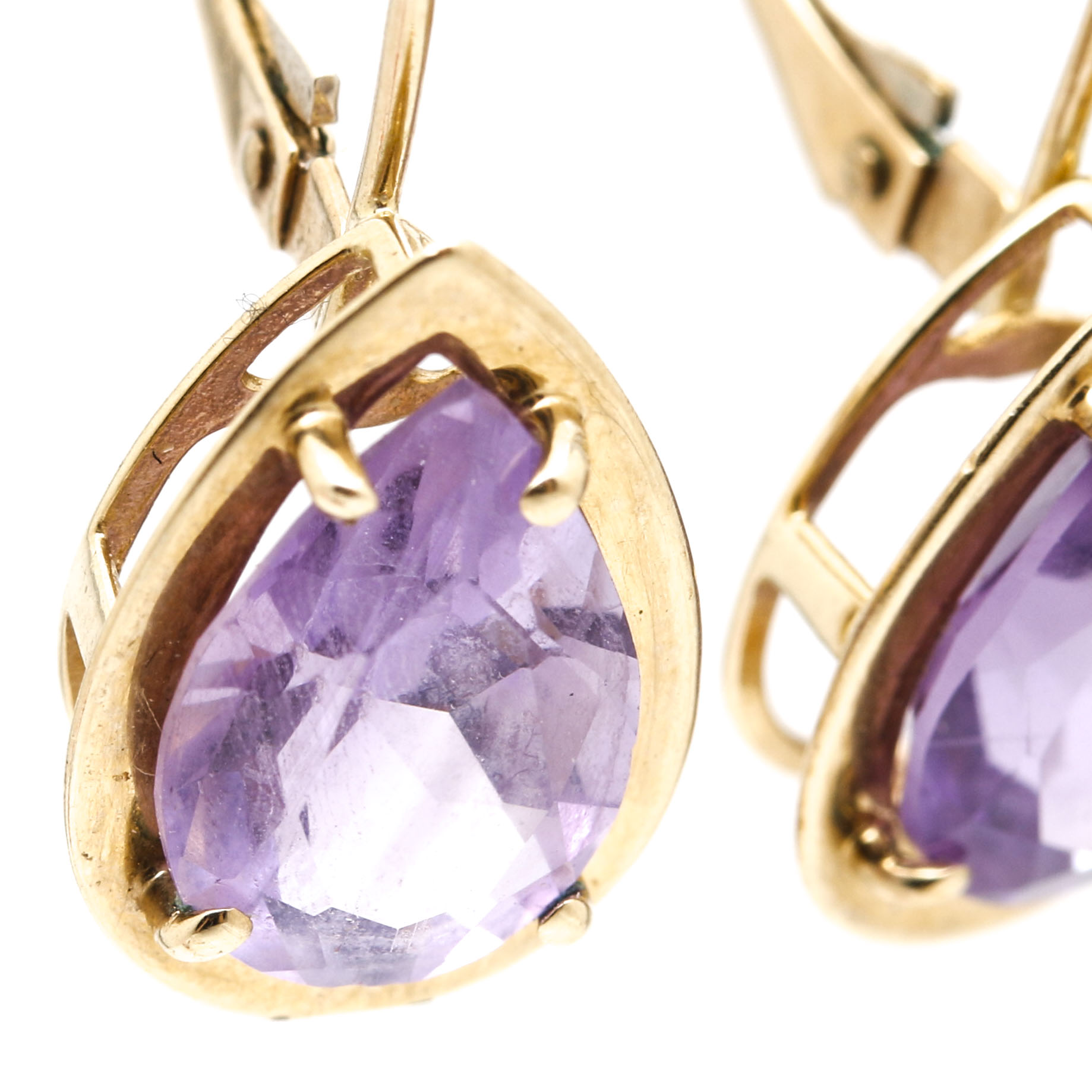 10K Yellow Gold Amethyst Earrings