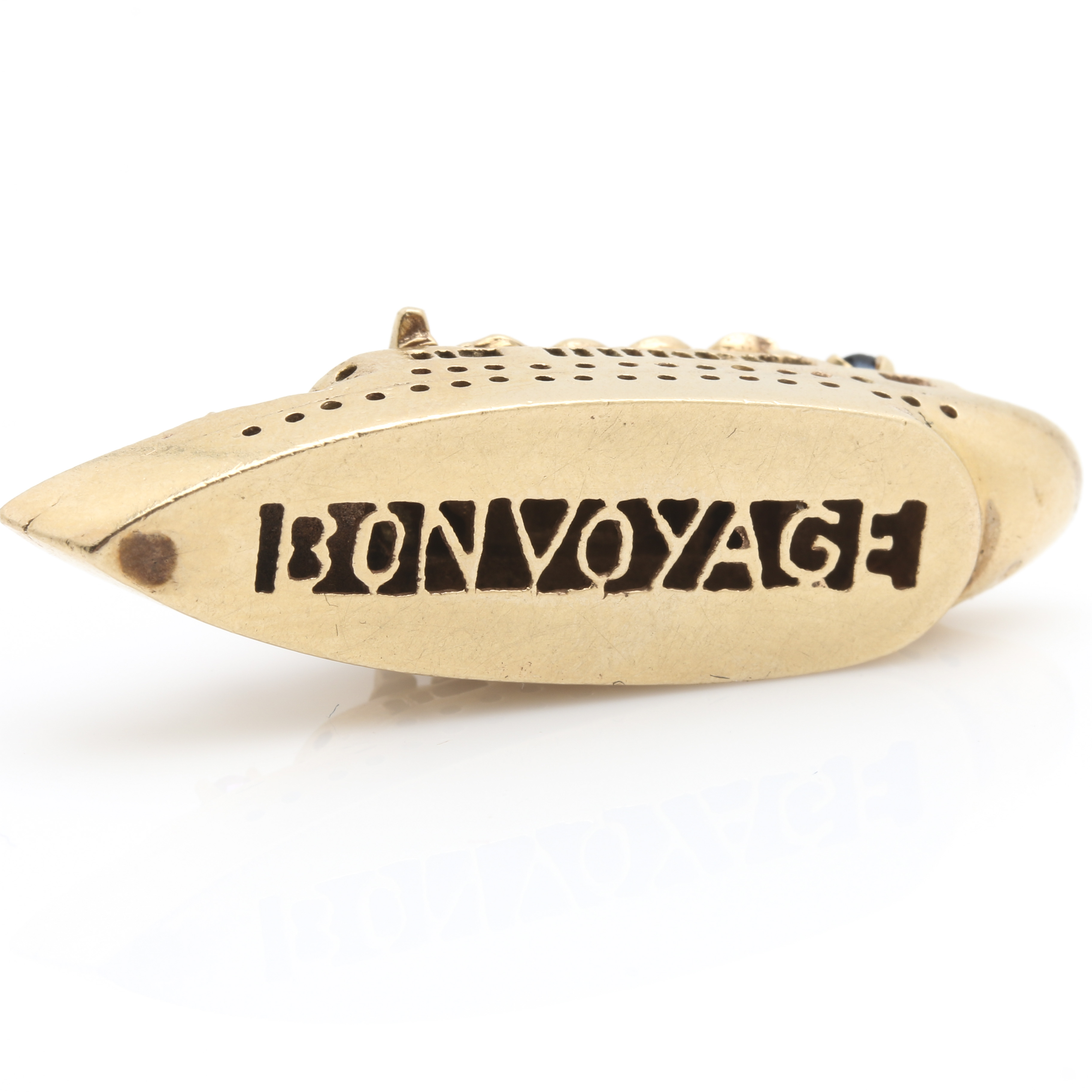 14K Yellow Gold Gemstone Cruise Liner Pendant