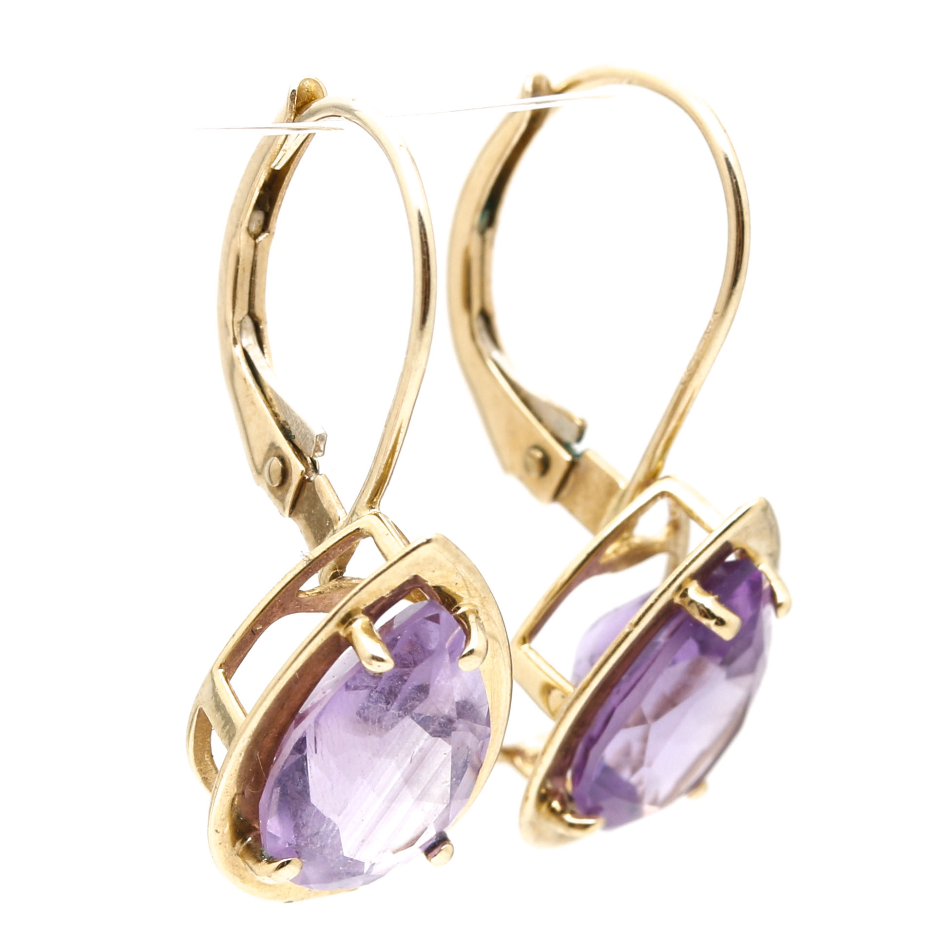 10K Yellow Gold Amethyst Earrings