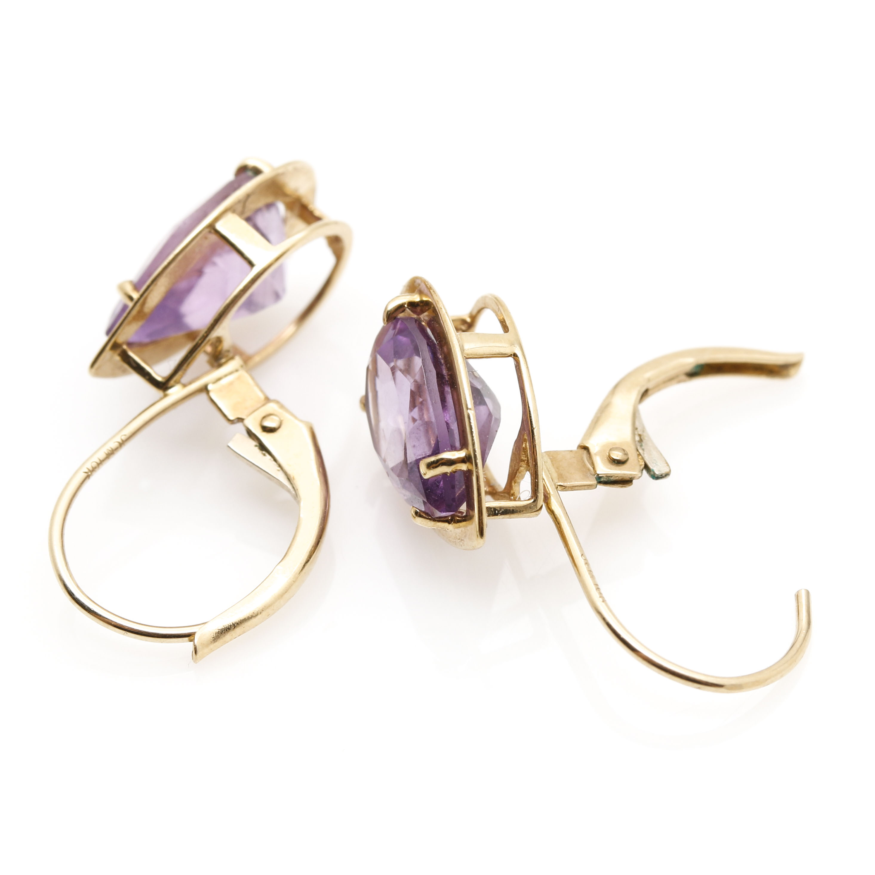 10K Yellow Gold Amethyst Earrings