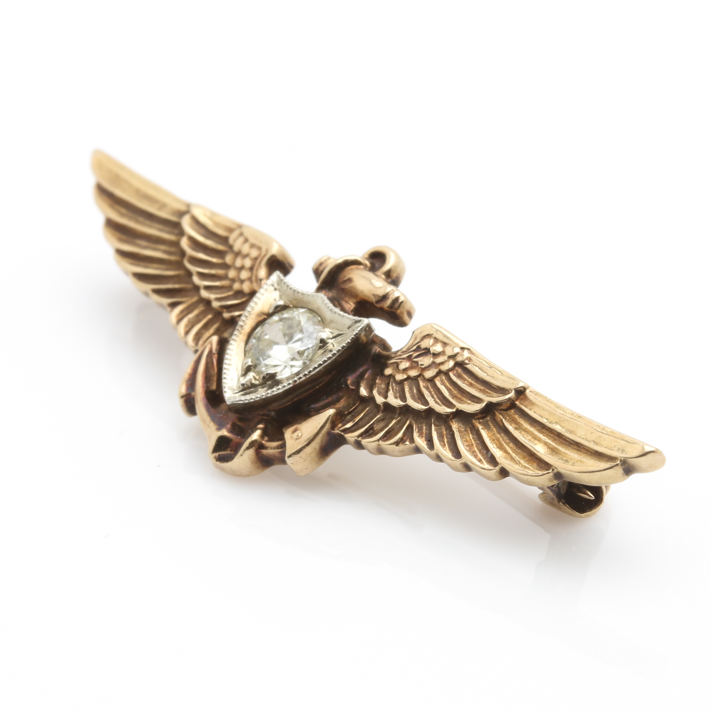10K Yellow Gold Diamond U.S. Navy Insignia Pin