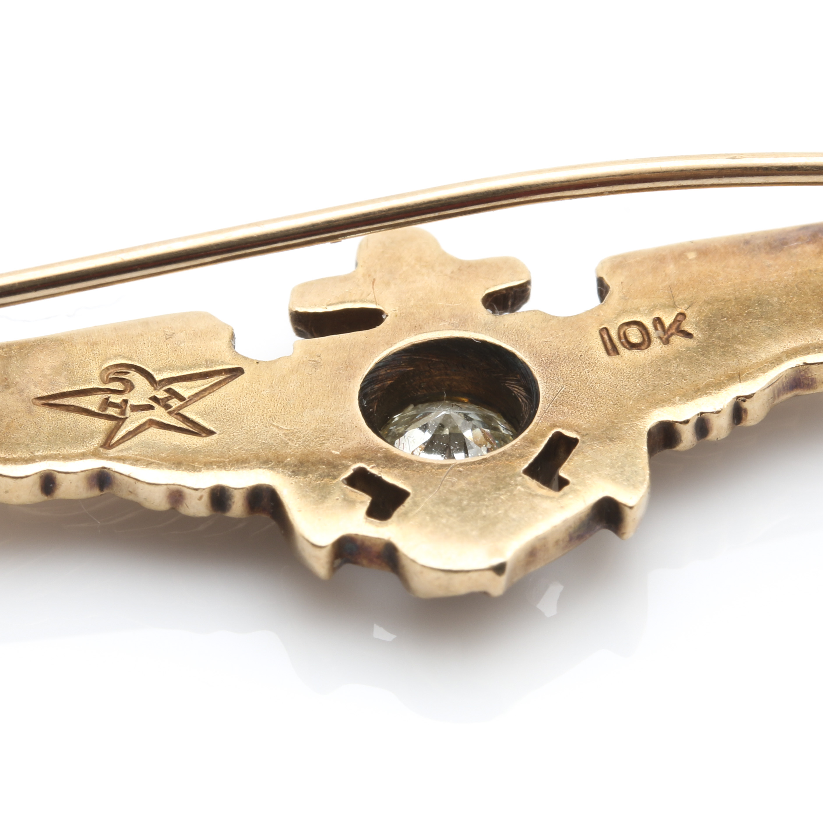 10K Yellow Gold Diamond U.S. Navy Insignia Pin