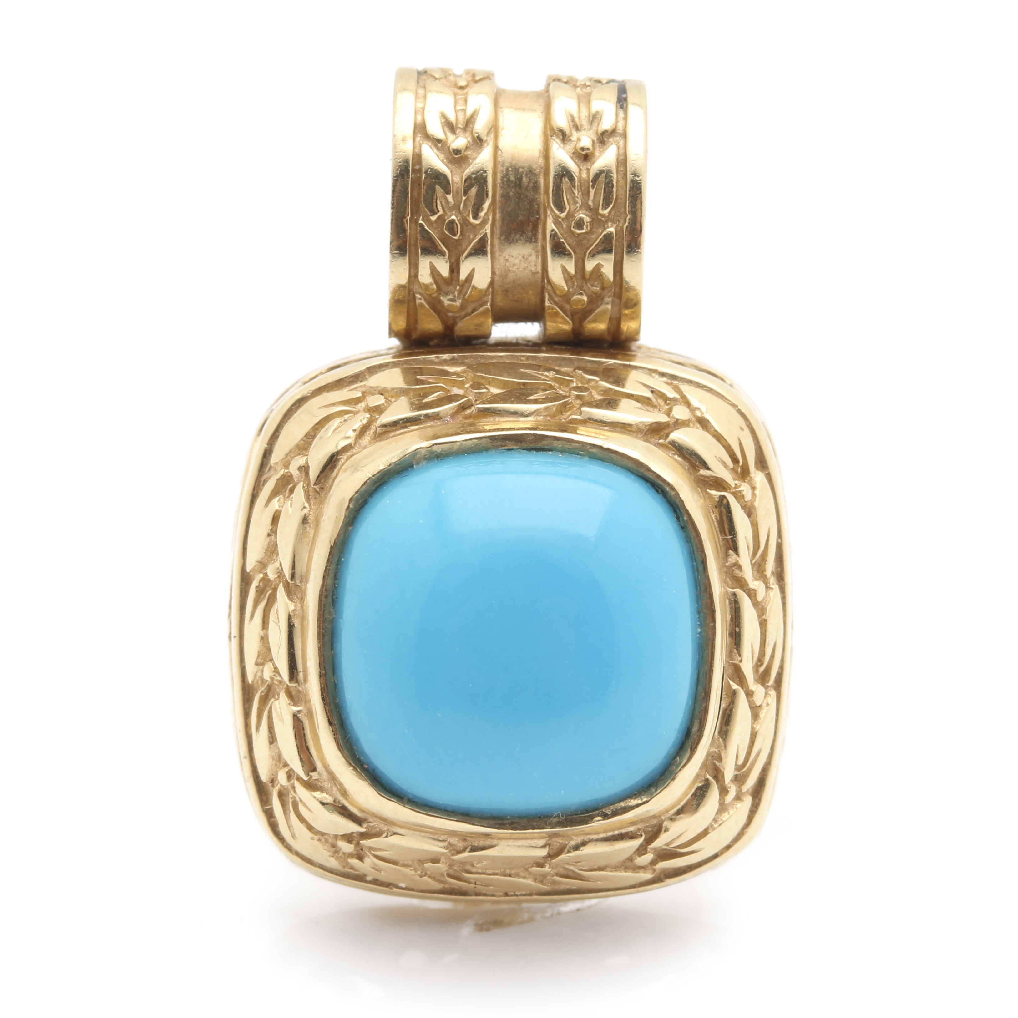 14K Yellow Gold Turquoise Pendant