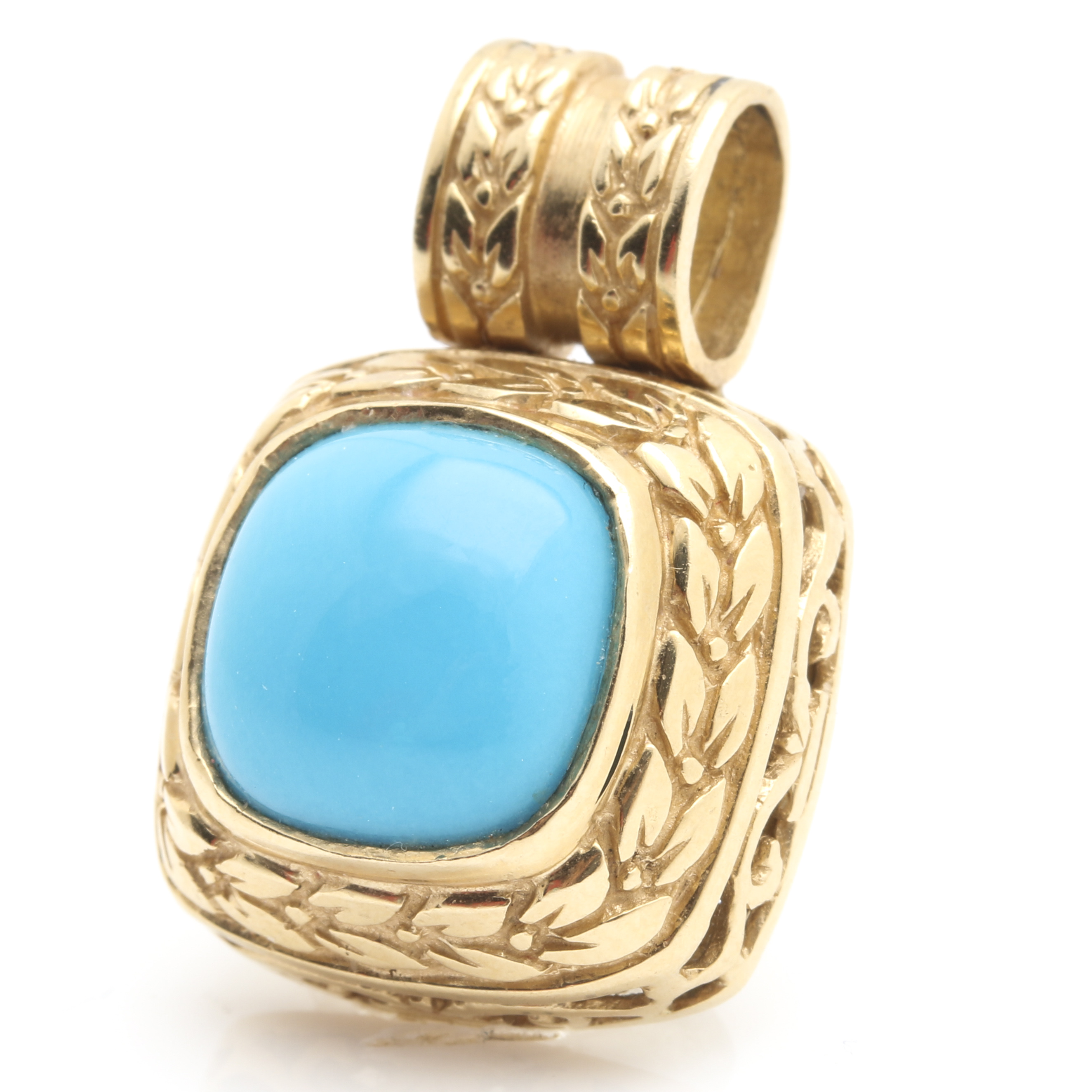 14K Yellow Gold Turquoise Pendant