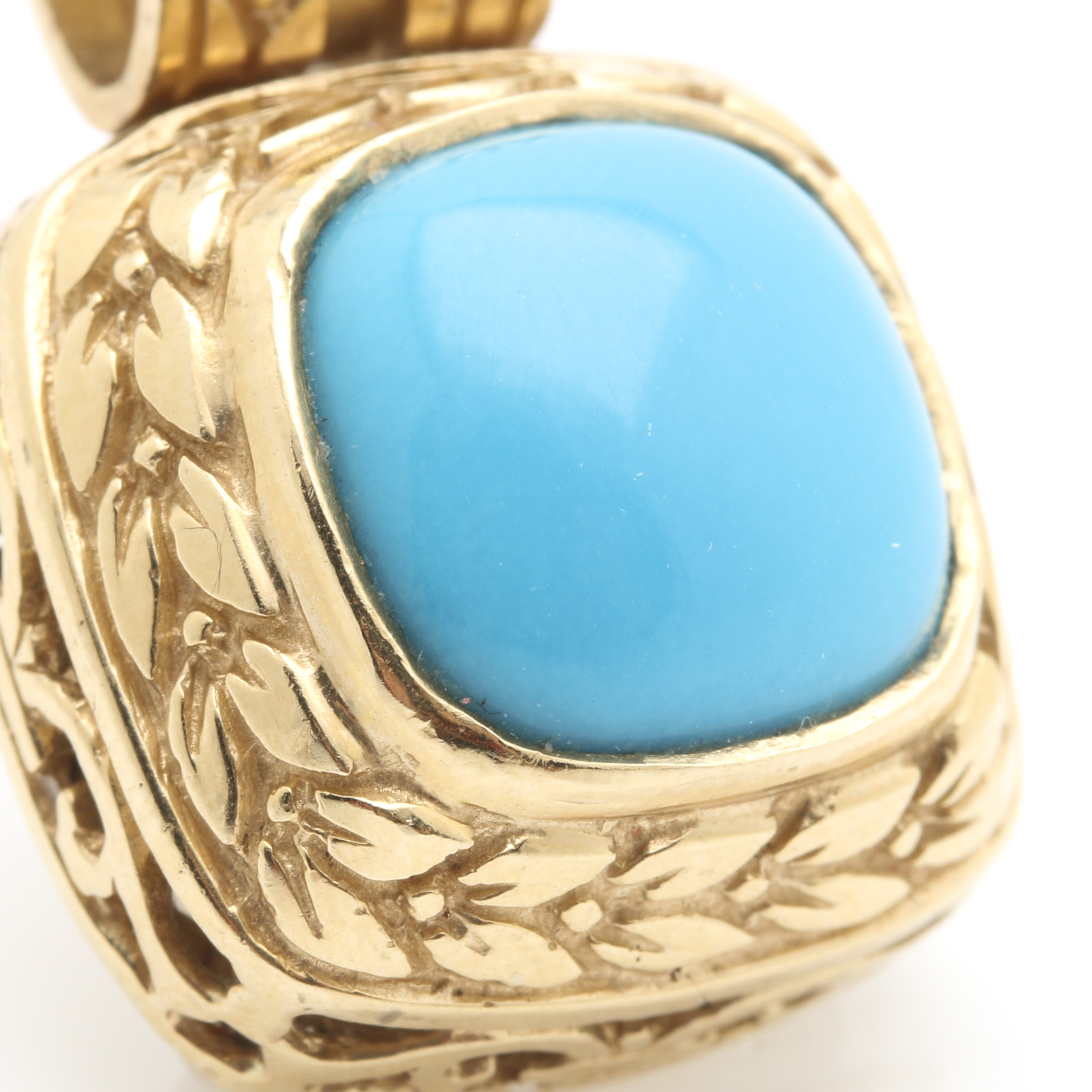 14K Yellow Gold Turquoise Pendant