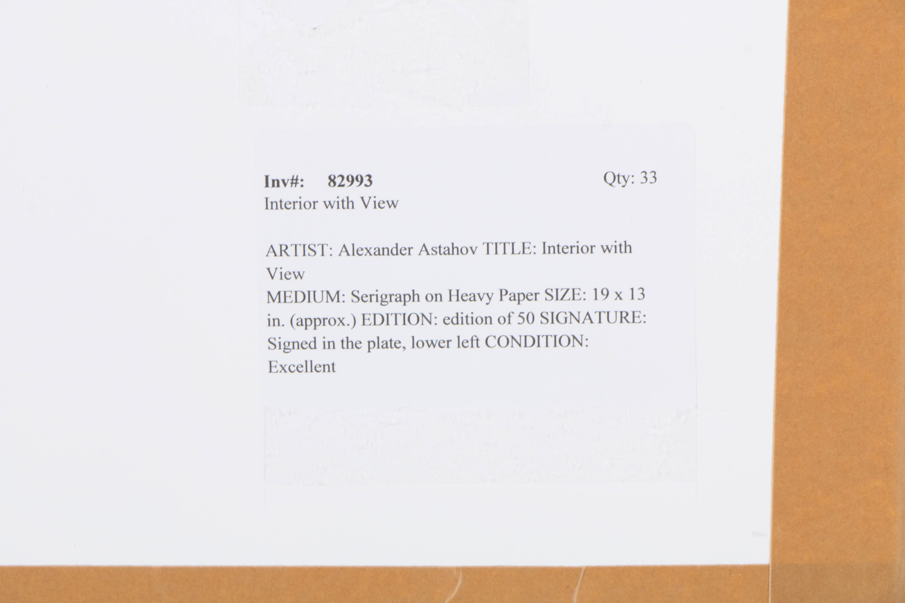 Alexander Astahov Limited Edition Giclee on Paper "Interior With View"