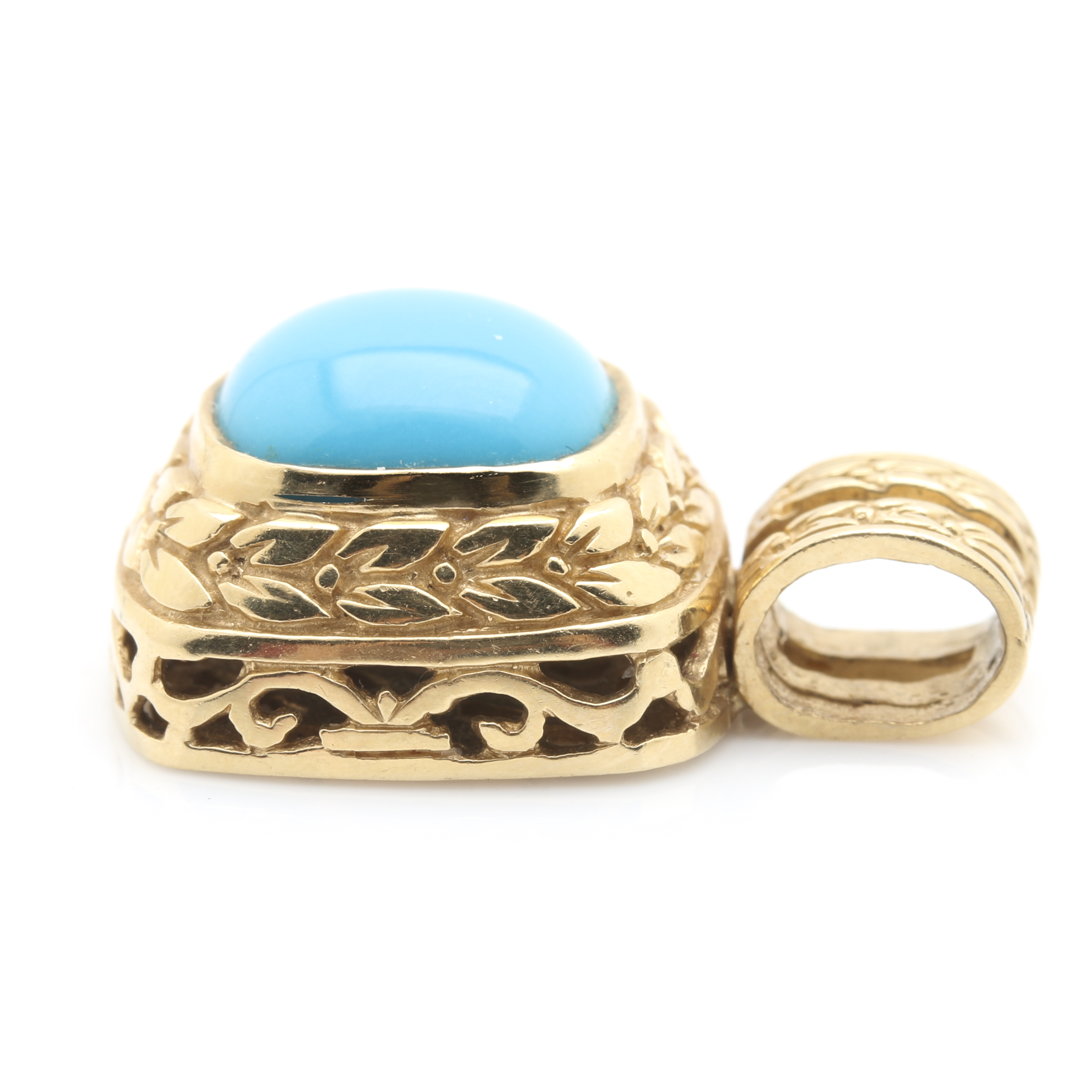 14K Yellow Gold Turquoise Pendant