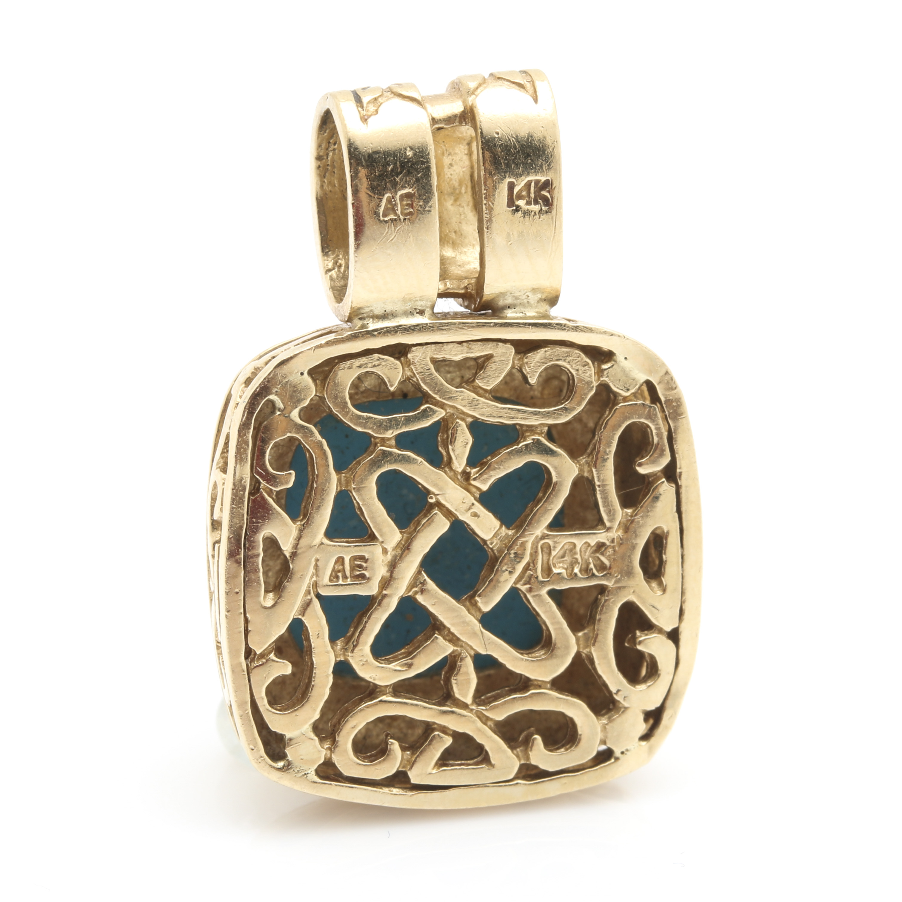 14K Yellow Gold Turquoise Pendant