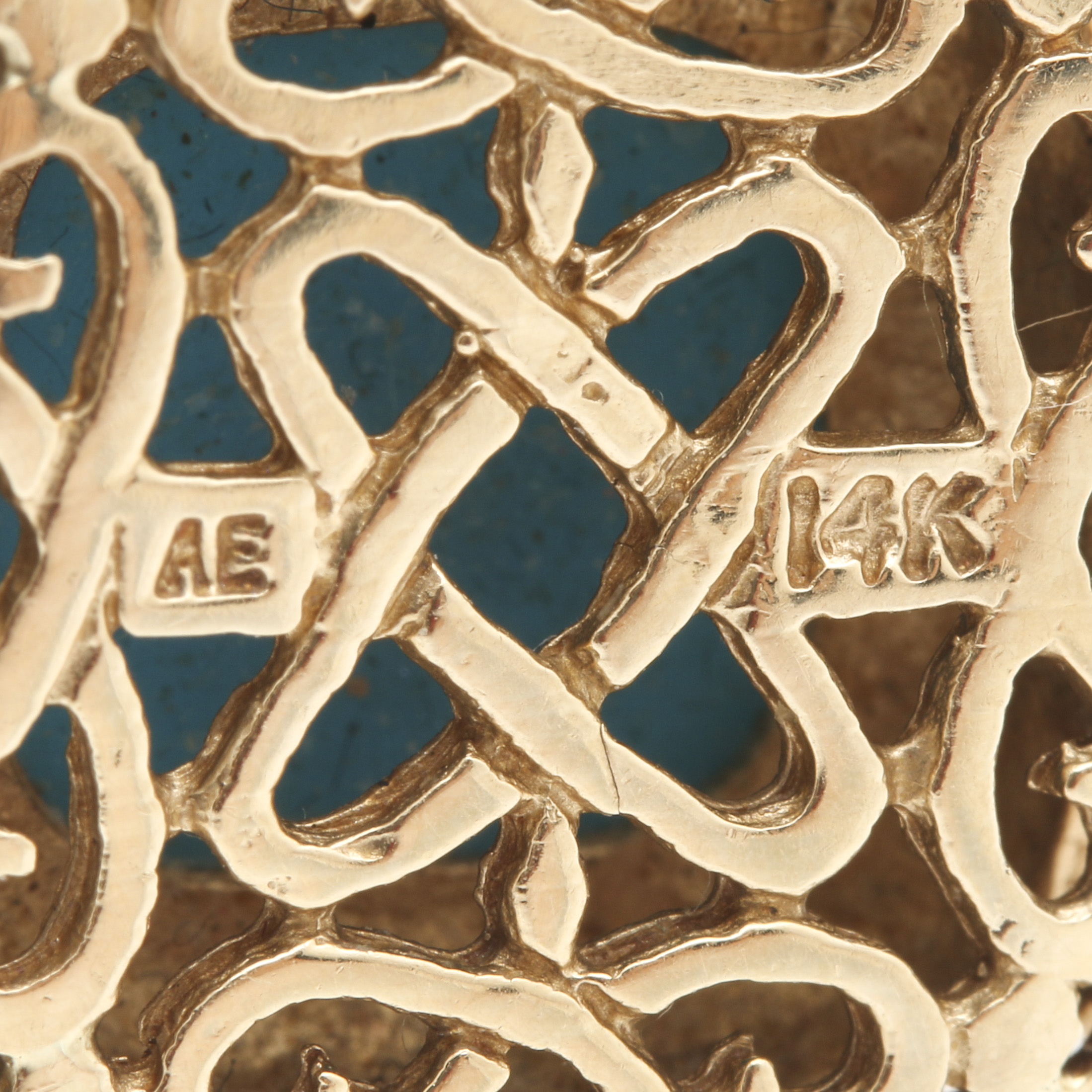 14K Yellow Gold Turquoise Pendant