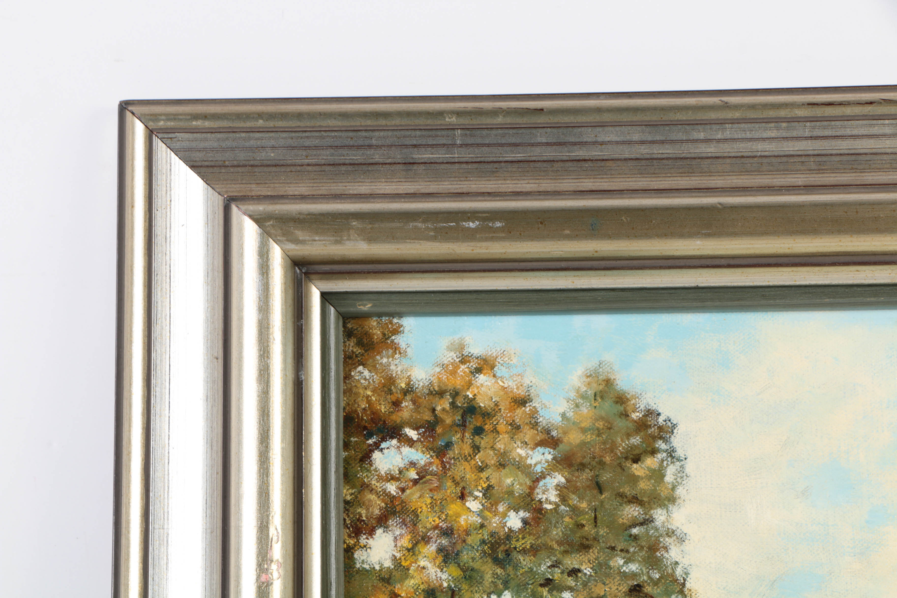 Vladmir Ctibor Oil Painting on Canvas "San Francisco - White Brickhouse with Iron Fence"