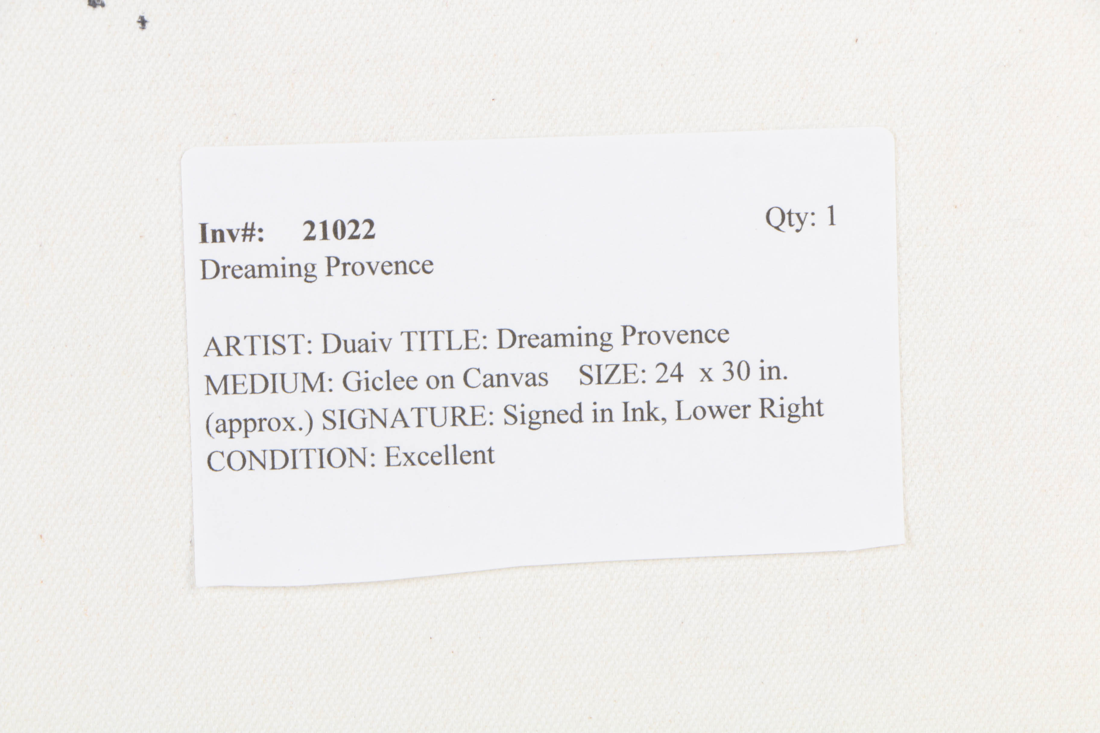 Duaiv Signed Limited Edition Giclée on Canvas "Provence"